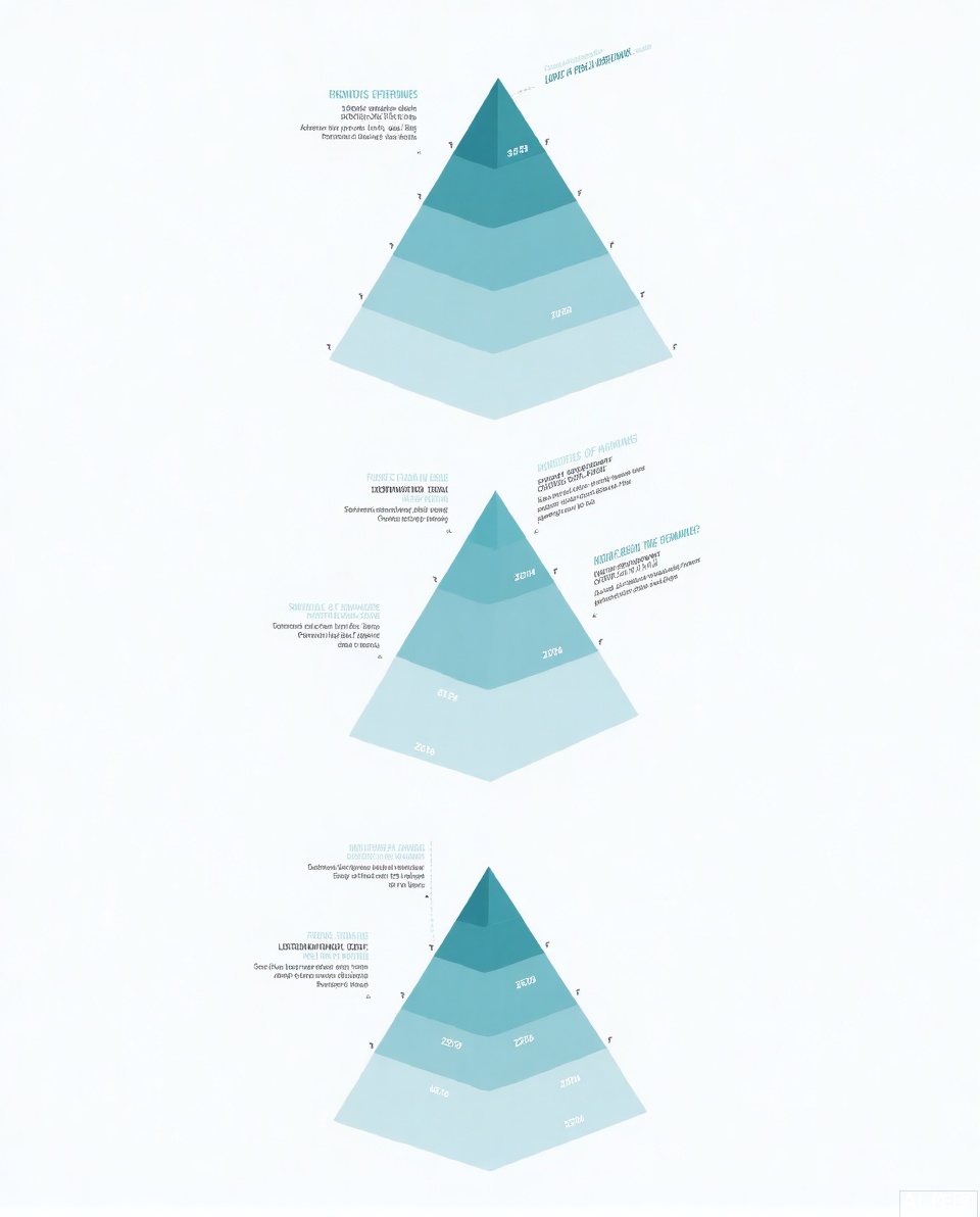 Data visualization, a data-based chart with pyramid triangle expression and numerical representation