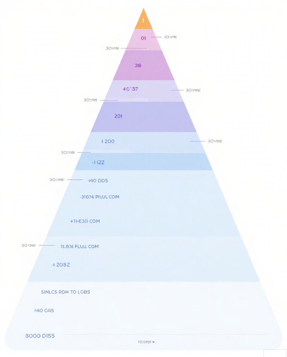 Data visualization, a data-based chart with pyramid triangle expression and numerical representation