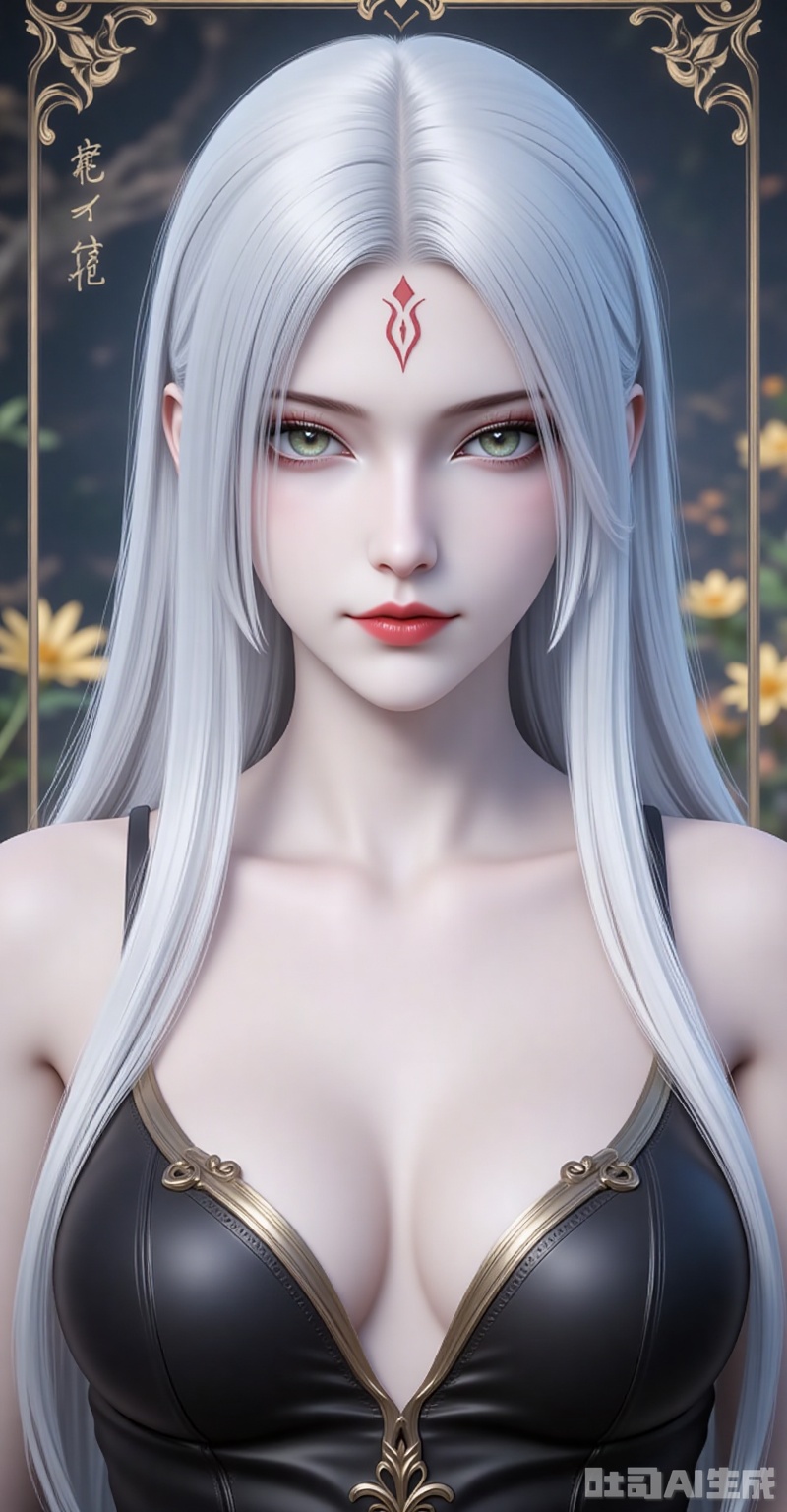 xiaobai,solo,long hair,white hair,1girl,facial mark,forehead mark,looking at viewer,red lips,lips,green eyes,closed mouth,makeup,parted bangs,parted lips,
1girl,solo,earrings,jewelry,looking at viewer,breasts,tarot,collarbone,upper body,dress,closed mouth,card \(medium\),tarot \(medium\),frills,border
cover,gradient background,close-up details,outstanding style,adding a touch of dimension to your images without compromising details,close-up,,lvjing,,