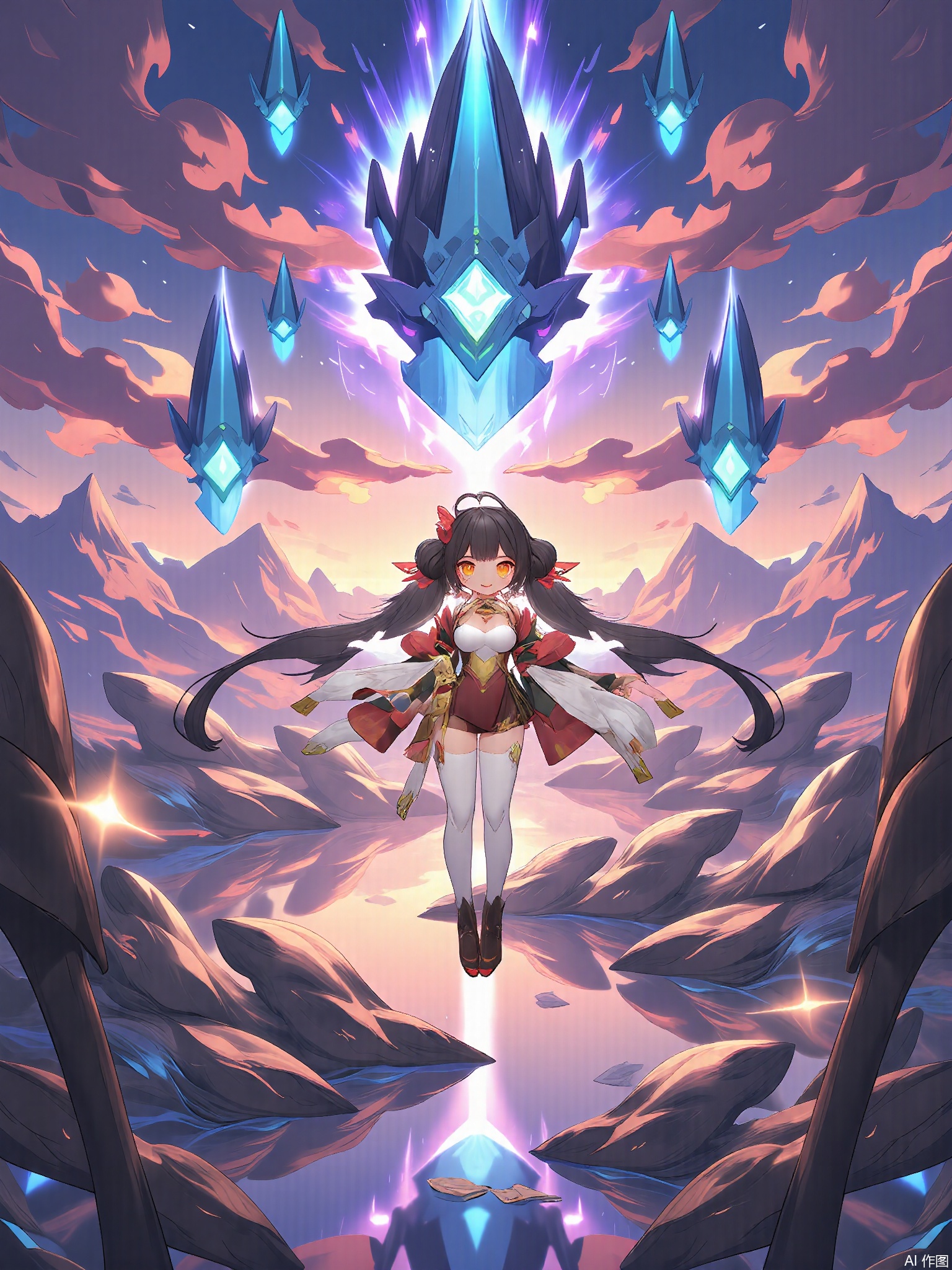 QXX,A two-dimensional character,
A fractured realm where floating islands drift between dimensions, held aloft by crystalline "aethercores" that are fading. Factions clash over ancient prophecies—some seek to stabilize the cores, others to shatter them and let the void consume all.