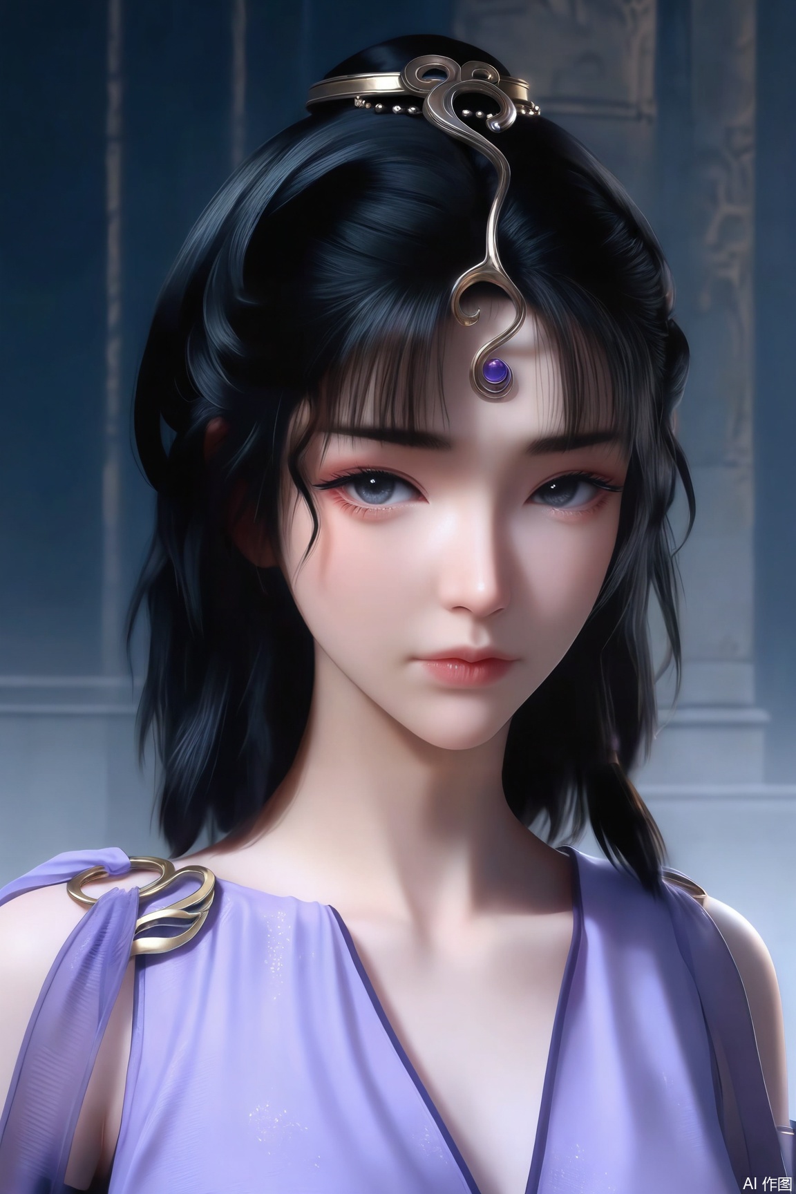 1girl, solo, long hair, looking at viewer, black_hair,hair ornament,  closed mouth,dress, upper body, realistic, 
masterpiece, best quality, absurdres, highres, amazing quality, very aesthetic,  newest, absurdres, highres, highly detailed, very aesthetic,
