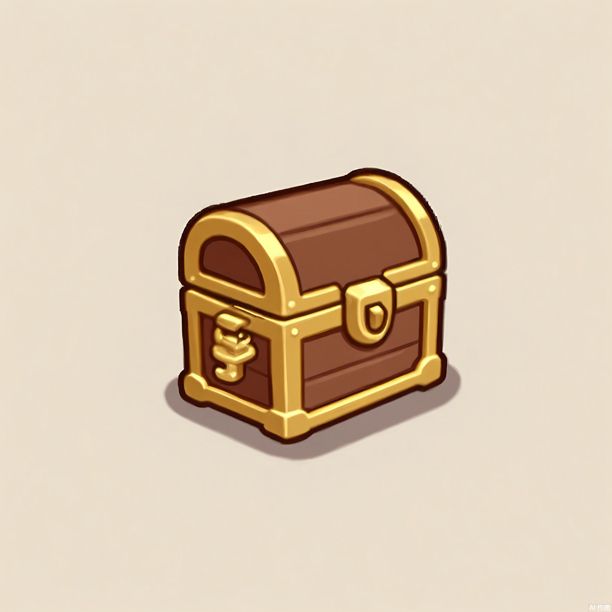 MBDJ, A digital drawing of a treasure chest key with an ornate handle and a long, twisted shaft, placed on a plain white surface. The key has a golden hue and is engraved with small symbols. The style is cartoony and detailed, with smooth lines and a shiny finish. A shadow beneath the key indicates the light source.
