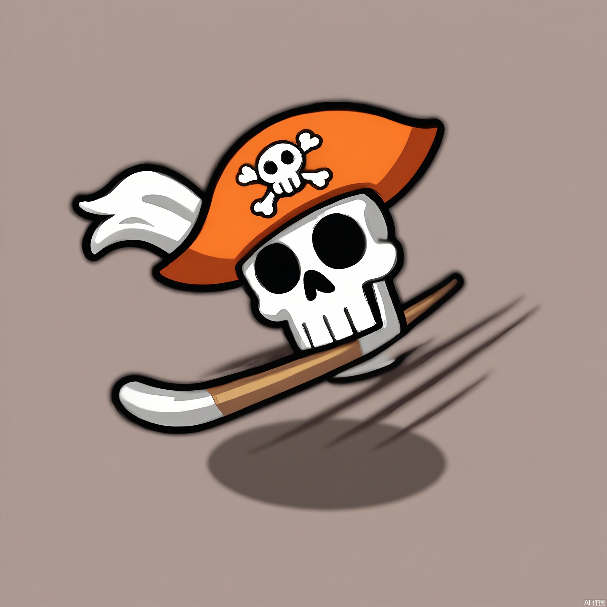MBDJ, A digital drawing of a pirate's flag with a skull and crossbones emblem, flying from a plain white mast. The flag has a tattered appearance and flutters in an imaginary wind. The style is cartoony and rebellious, with bold colors and a dynamic design. A shadow under the flag suggests a light source from the side.
