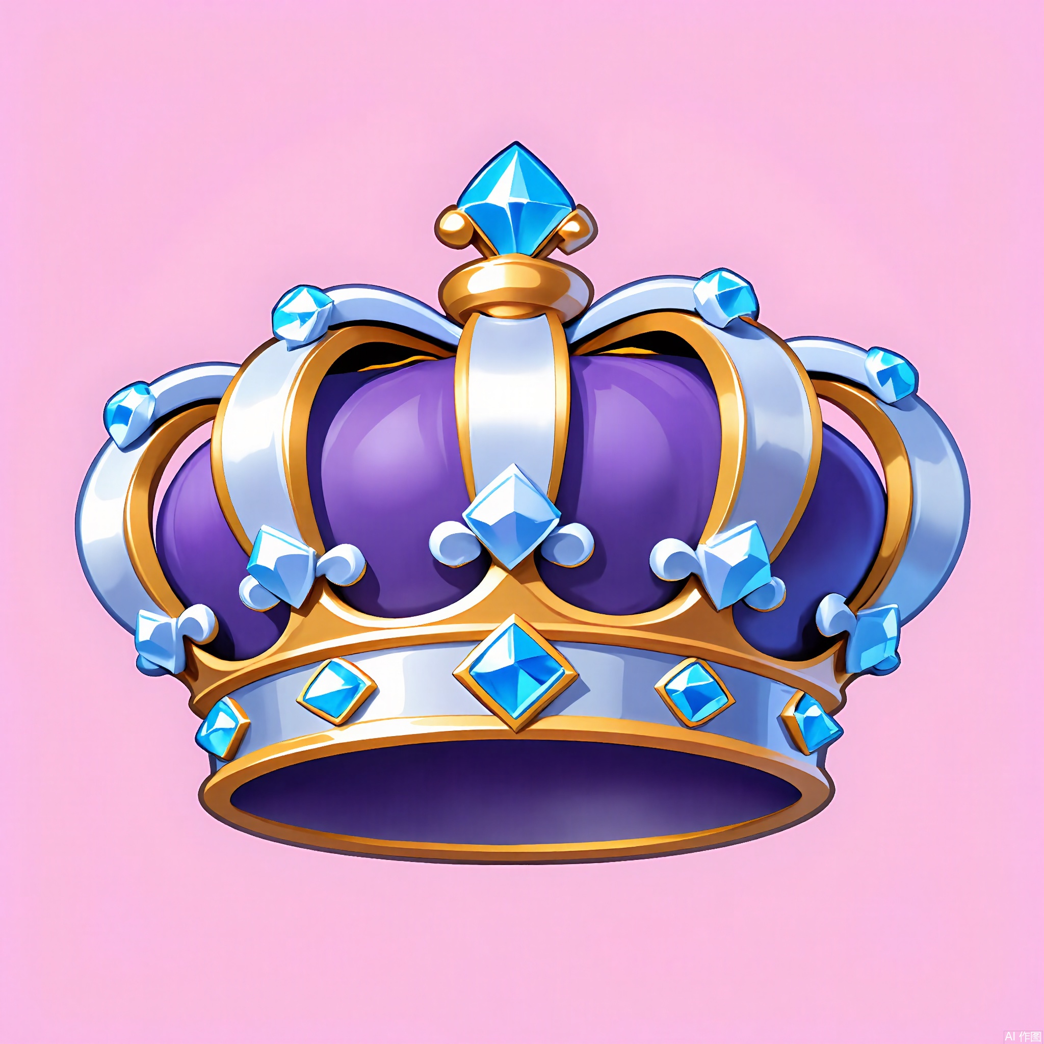 TBDJ, A vibrant, digital illustration of a sparkling, diamond-encrusted crown with a large, blue sapphire in the front. The crown has golden prongs holding the gems. The background is a simple, light pink.

