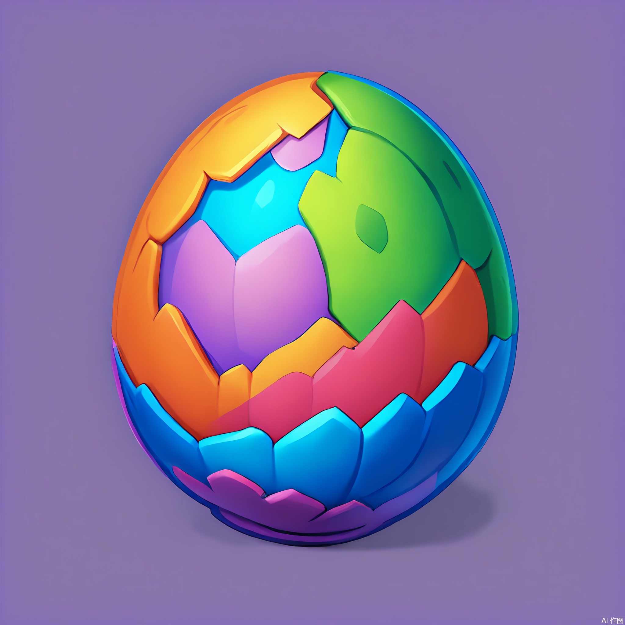TBDJ, A vibrant, digital illustration of a colorful, dragon egg with scales in shades of purple, blue, and green. The egg has a faint glow. The background is a simple, deep purple.

