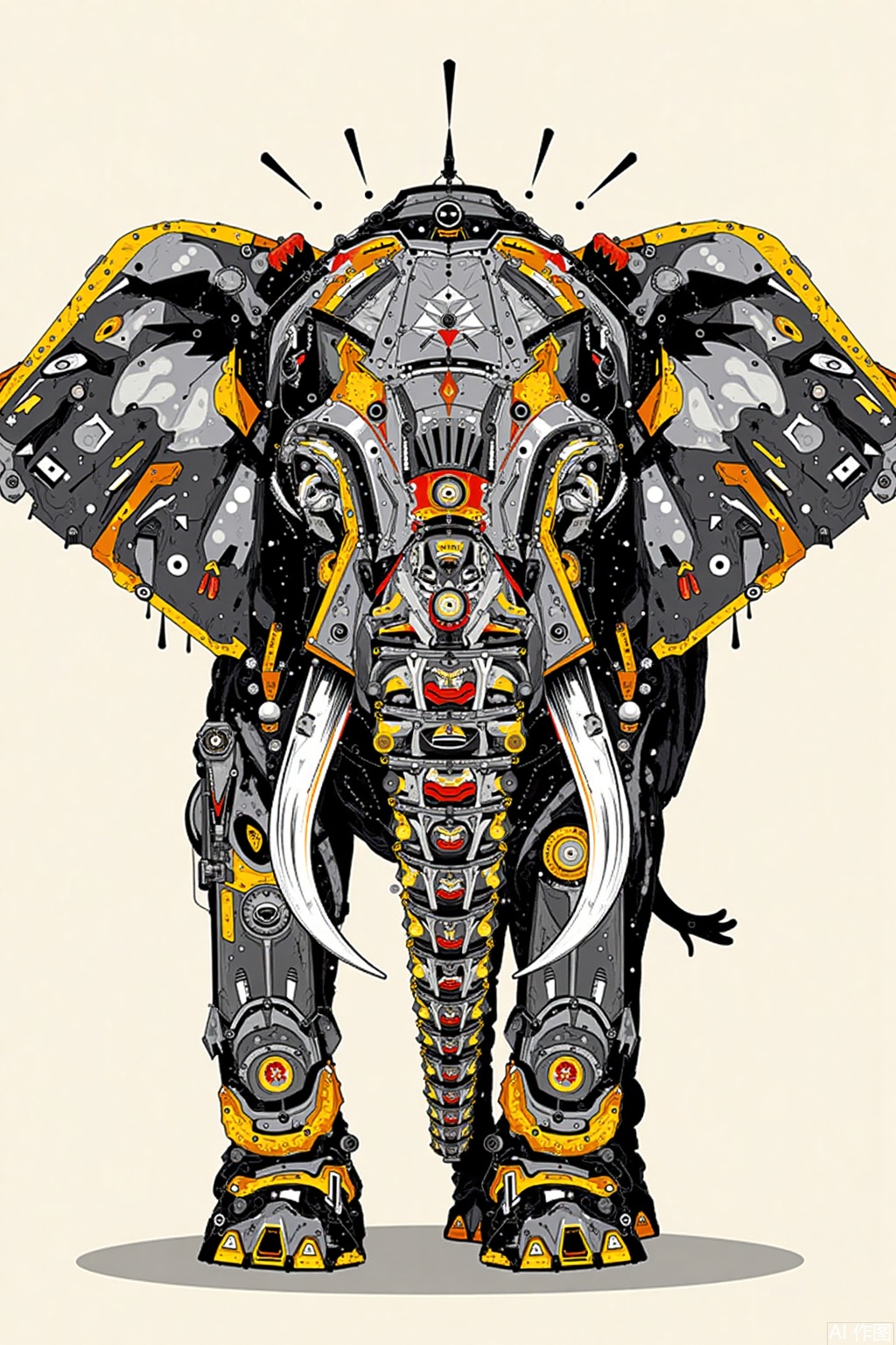 A mechanized elephant,Chaotic graffiti
