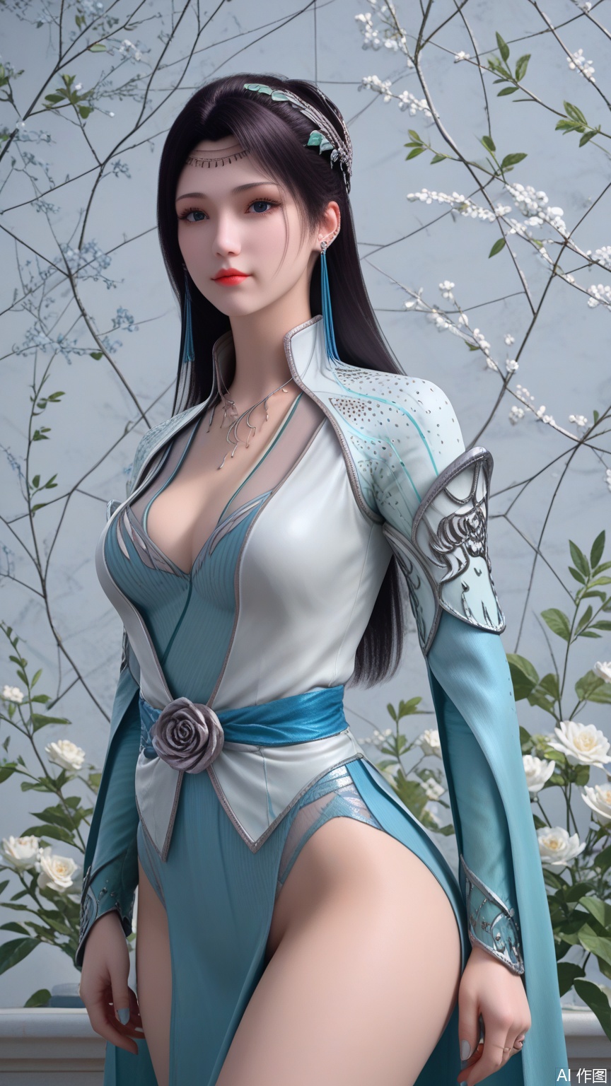 score_9_up,score_8_up,score_7_up, (high definition, Best quality, masterpiece, 4K, exquisite skin), (petal and beam background:1.1), 1girl, big chest, looking at viewer, legs, cowboy_shot, 