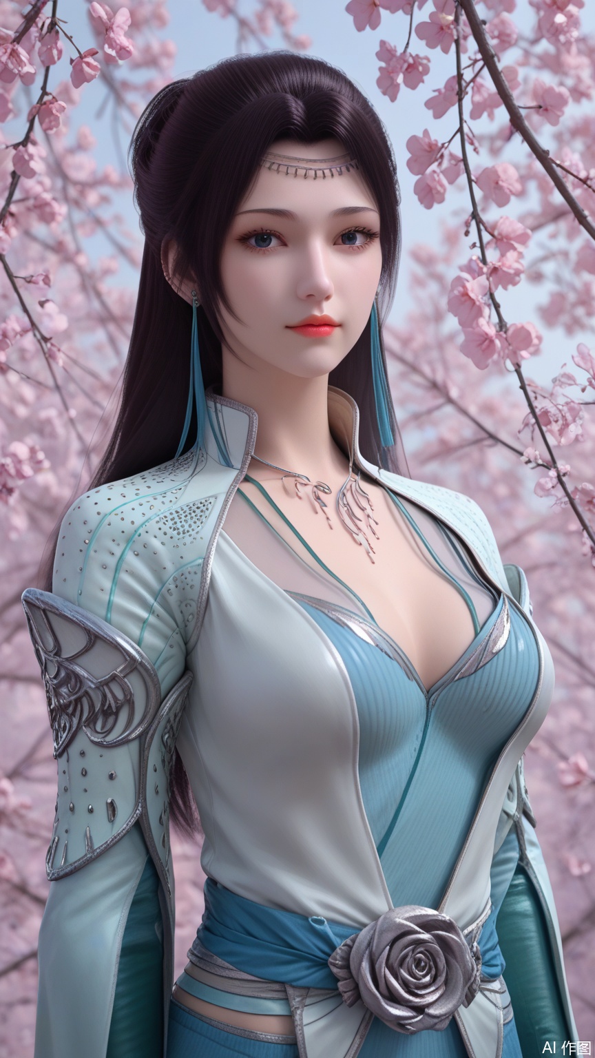 score_9_up,score_8_up,score_7_up, (high definition, Best quality, masterpiece, 4K, exquisite skin), (petal and beam background:1.1), 1girl, big chest, looking at viewer, from outside, cowboy, cowboy_shot, 