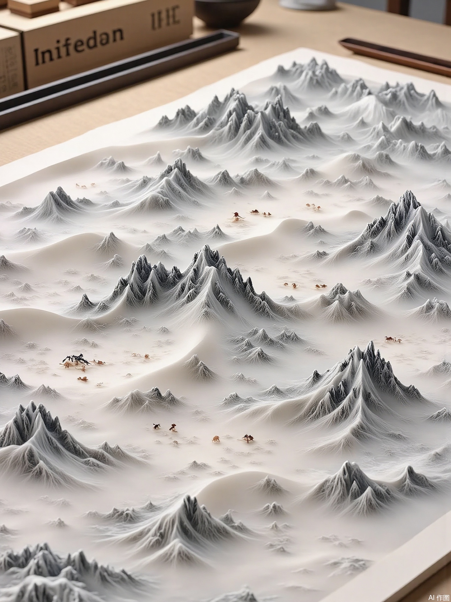 painting \(object\), mountain, scenery, snow, landscape