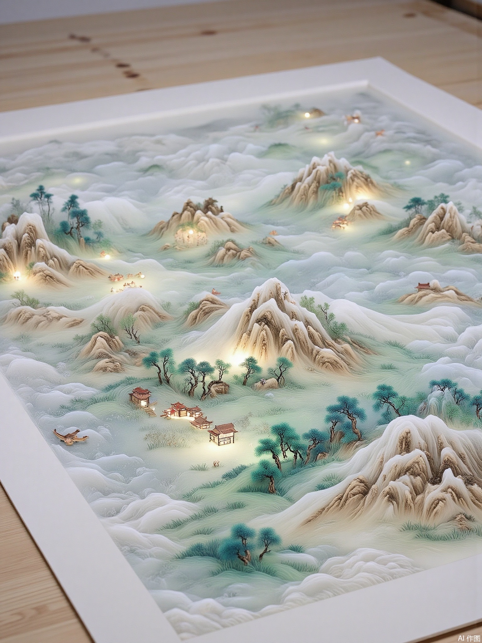 painting \(object\), mountain, scenery, snow, landscape