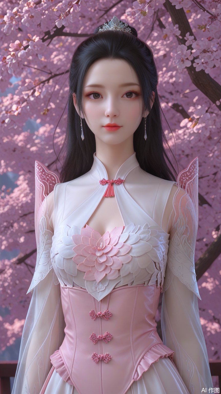 score_9_up,score_8_up,score_7_up, (high definition, Best quality, masterpiece, 4K, exquisite skin), (petal and beam background:1.1), 1girl, big chest, looking at viewer, cowboy_shot