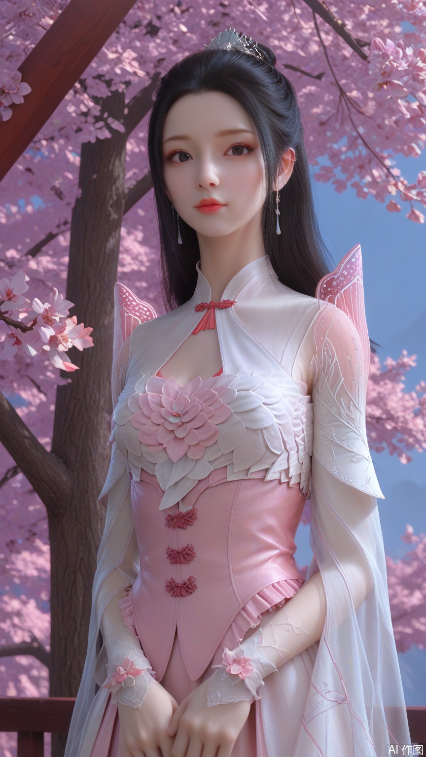 score_9_up,score_8_up,score_7_up, (high definition, Best quality, masterpiece, 4K, exquisite skin), (petal and beam background:1.1), 1girl, big chest, looking at viewer, cowboy_shot