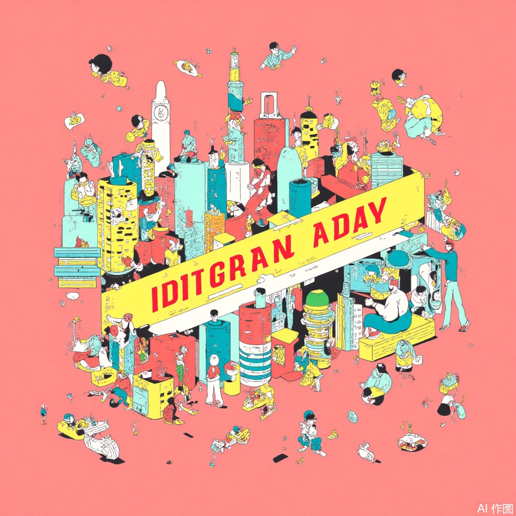  Digital text art, National Day poster,Creative illustration