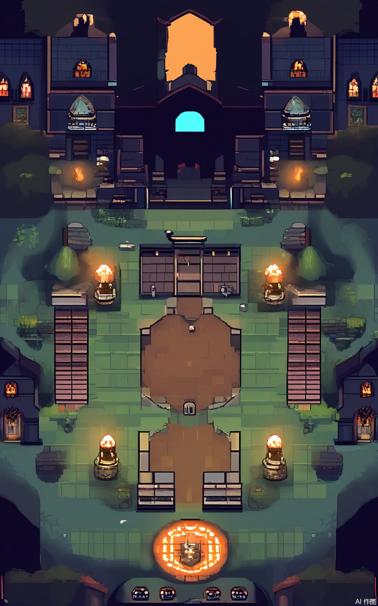 XSCJ, Aerial view of a haunted - mansion pixel - art estate at night, with a dark and eerie color scheme. The scene is filled with pixel - built mansions, graveyards, and ghostly apparitions. The estate is illuminated by flickering candles and moonlight, creating a spooky and mysterious atmosphere. The buildings have crumbling walls and crooked roofs, some with cobwebs and broken windows. The streets are lined with tombstones and haunted trees, with small occult shops and séance rooms glowing with a soft light. The overall aesthetic is creepy and atmospheric, with a focus on symmetry and balance.





















