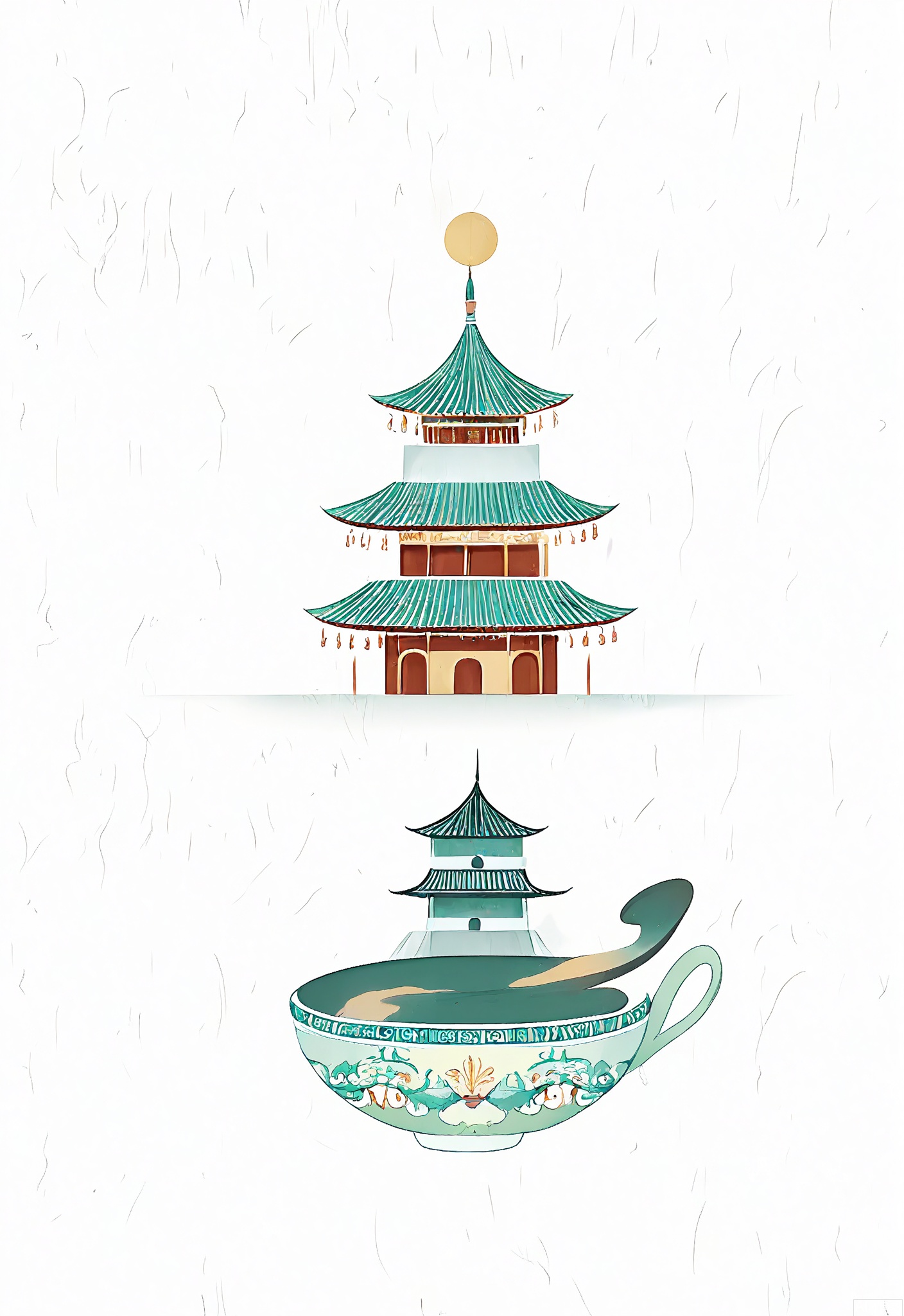 WCCT, A whimsical, surreal illustration of a Chinese tea - caddy, its surface engraved with colorful images of Chinese tea - picking scenes in shades of green, yellow, and brown. Inside the caddy, there's a tiny tea - tasting ceremony with a group of figures. In the background, stylized tea plantations and traditional Chinese tea houses dot the landscape, creating a serene, dreamlike ambiance. The image is soft and delicate, with a pastel color palette and a dreamy, ethereal quality.




