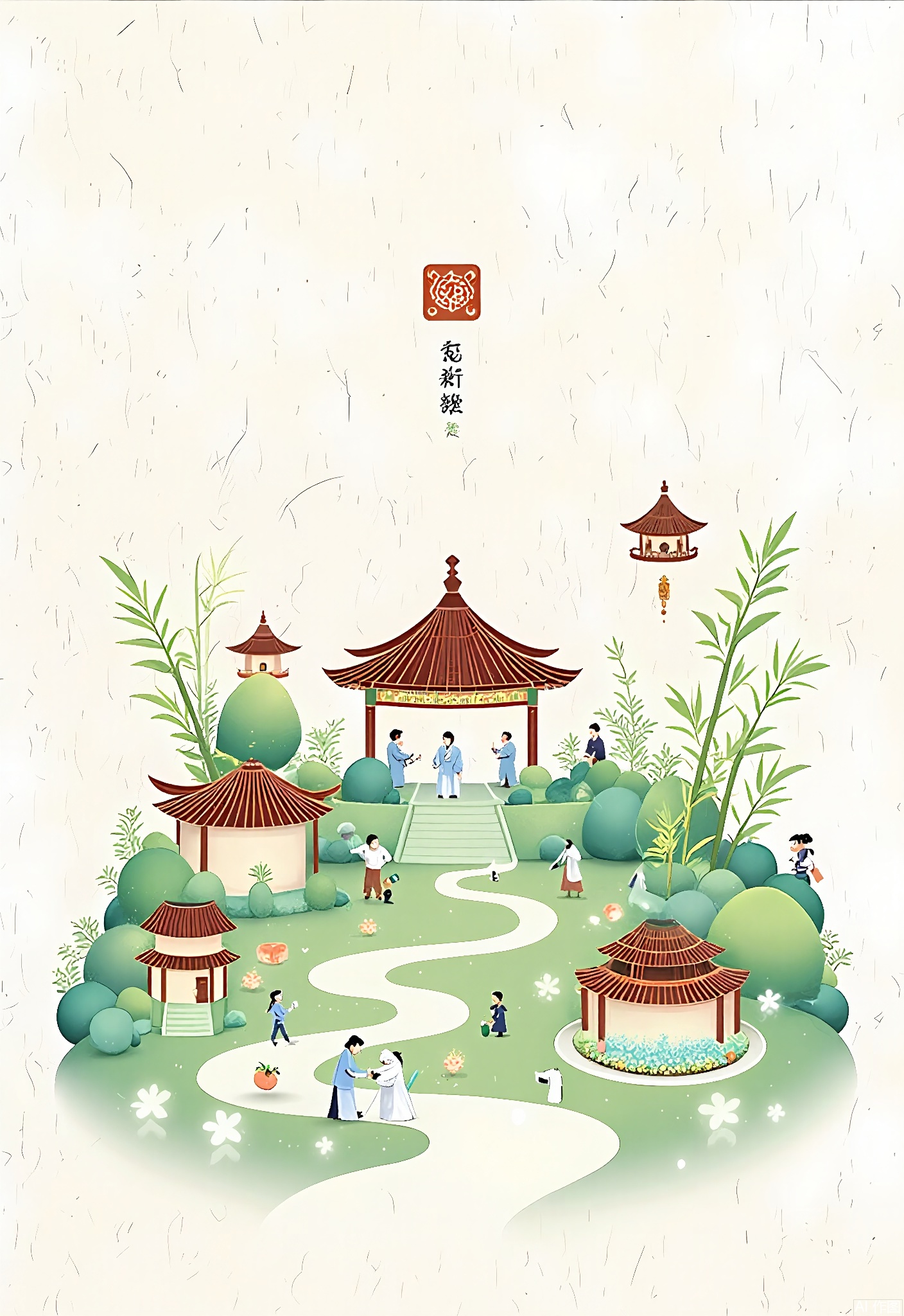 WCCT,
A whimsical, surreal illustration of a Chinese wall - hanging, featuring a colorful image of a Chinese traditional medicine garden with various herbs and a doctor in shades of green, brown, and white. On the wall - hanging, there's a tiny figure of a patient being treated. In the background, stylized ancient Chinese medicine shops and bamboo groves sway, creating a serene, dreamlike atmosphere. The image is soft and delicate, with a pastel color palette and a dreamy, ethereal quality.




















