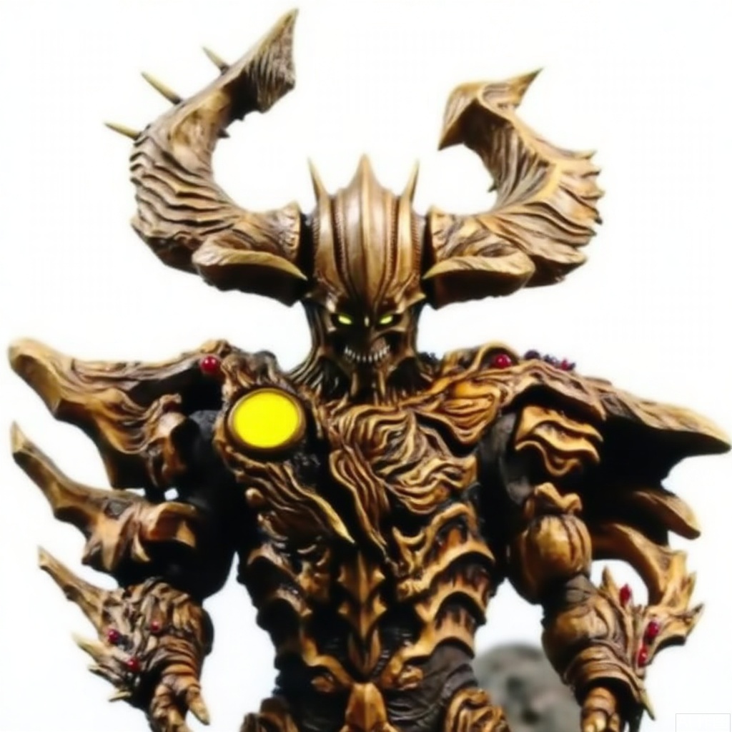 masterpiece, best quality,solo,(white background:1.2),simple background,
looking at viewer,horns,gloves,armor,spikes,weapon,full armor,helmet,mask,cover,gauntlets,shoulder armor,breastplate,monster,armor,helmet,tokusatsu,no humans,science fiction,hard mask,no smile,no eyes,no nose,rubber bodysuit with line,alien