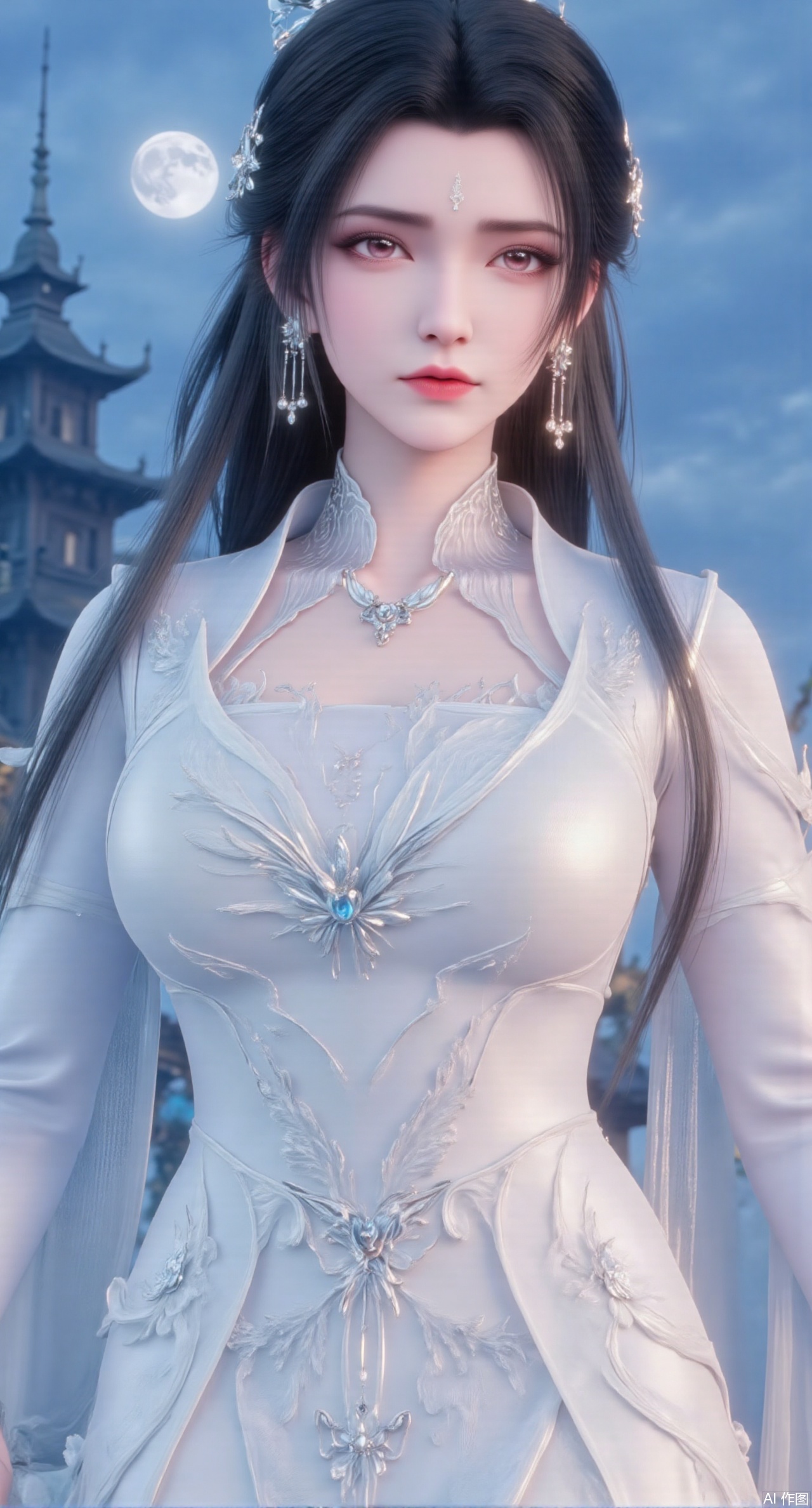  (masterpiece:1.2),best quality, (UE5.5,rendered with Unreal Engine 5,Unreal Engine 5,CG rendering),1girl, navel, solo, midriff, bare shoulders, hair ornament,(long hair),(High double ponytail:1.49), red lips, BREAK, (looking at viewer:1.39), chinese clothes,(long dress:1.36), (lace:1.28), BREAK,blurry, solo focus, long hair, lips, daytime, lipstick, outdoors, standing,upper body,(huge breasts:2.99), (full breasts:2.99),background, solo, makeup,Xyunxiao,(Lotus,Water Lily,Blue sky,full moon:1.39),(Lotus pond,ancient Chinese architecture:1.39),Xmupeiling,XsongyuYK,XqiyueFHK,XheguangzhefandiYK,XxiaobaiNZYK,XlimuwanJCBYK,XmeijiK,XzhouruK,XHhanfududou,XzhouruK2,XmeijiK2,XlinziyueK2,Xjinniang2,Xdunhuangfeitian,Xyinggou2,XnangongxierK2,Xnvwashenian2,XmupeilingYK,Xdaji2,Xyujishenian2,lanxinai-luxueqiX,Xlinagpiandiaodai