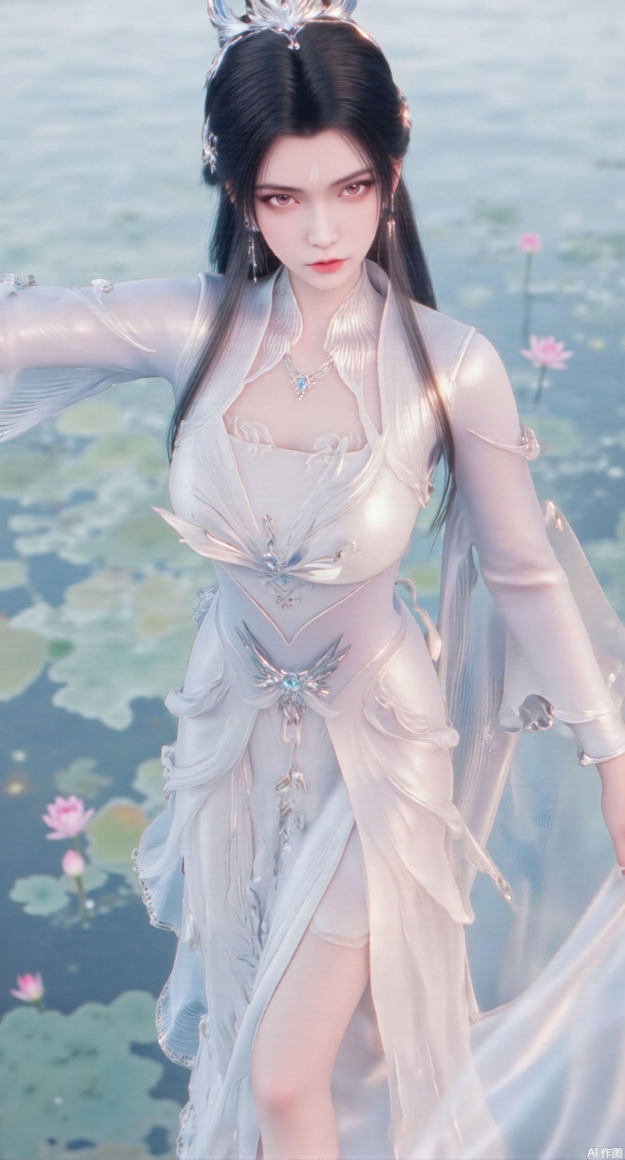  (masterpiece:1.2),best quality,(UE5.5,rendered with Unreal Engine 5,Unreal Engine 5,CG rendering:1.1),original,extremely detailed wallpaper,perfect lighting,1girl,solo,standing,(huge breasts:2.69),(full breasts:2.59),,looking at viewer,(cowboy_shot:1.1),long hair,high heels,blurry background,depth of field,motion blur,long dress,china_dress,chinese_style,bare shouders,crystal_earrings,headpiece,hair_tie,chest_jewel,gem,necklace,jewelry,in summer,day,outdoors,nature,sea,(rose,beach:1.49),(huge breasts:2.99),(full breasts:2.99),,(Background with lotus pond and pink lotus flowers:1.39),Xmupeiling,XsongyuYK,XqiyueFHK,XheguangzhefandiYK,XxiaobaiNZYK,XlimuwanJCBYK,XmeijiK,XzhouruK,Xjinniang,Xliangpianqun,Xyinggou,Xfeitianwunv,XnangongxierK,Xbaiyuekuishouban,Xnvwashenian,XmupeilingY,Xdaji,Xyujishenian,XluxueqiX