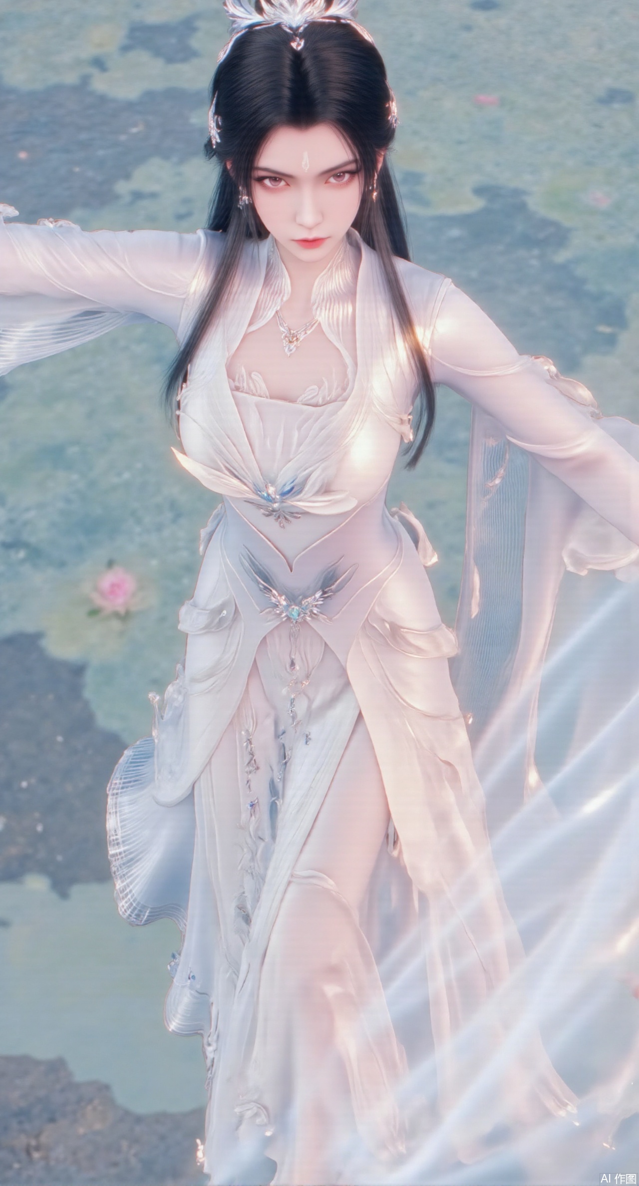  (masterpiece:1.2),best quality,(UE5.5,rendered with Unreal Engine 5,Unreal Engine 5,CG rendering:1.1),original,extremely detailed wallpaper,perfect lighting,1girl,solo,standing,(huge breasts:2.69),(full breasts:2.59),,looking at viewer,(cowboy_shot:1.1),long hair,high heels,blurry background,depth of field,motion blur,long dress,china_dress,chinese_style,bare shouders,crystal_earrings,headpiece,hair_tie,chest_jewel,gem,necklace,jewelry,in summer,day,outdoors,nature,sea,(rose,beach:1.49),(huge breasts:2.99),(full breasts:2.99),,(Background with lotus pond and pink lotus flowers:1.39),Xmupeiling,XsongyuYK,XqiyueFHK,XheguangzhefandiYK,XxiaobaiNZYK,XlimuwanJCBYK,XmeijiK,XzhouruK,Xjinniang,Xliangpianqun,Xyinggou,Xfeitianwunv,XnangongxierK,Xbaiyuekuishouban,Xnvwashenian,XmupeilingY,Xdaji,Xyujishenian,XluxueqiX