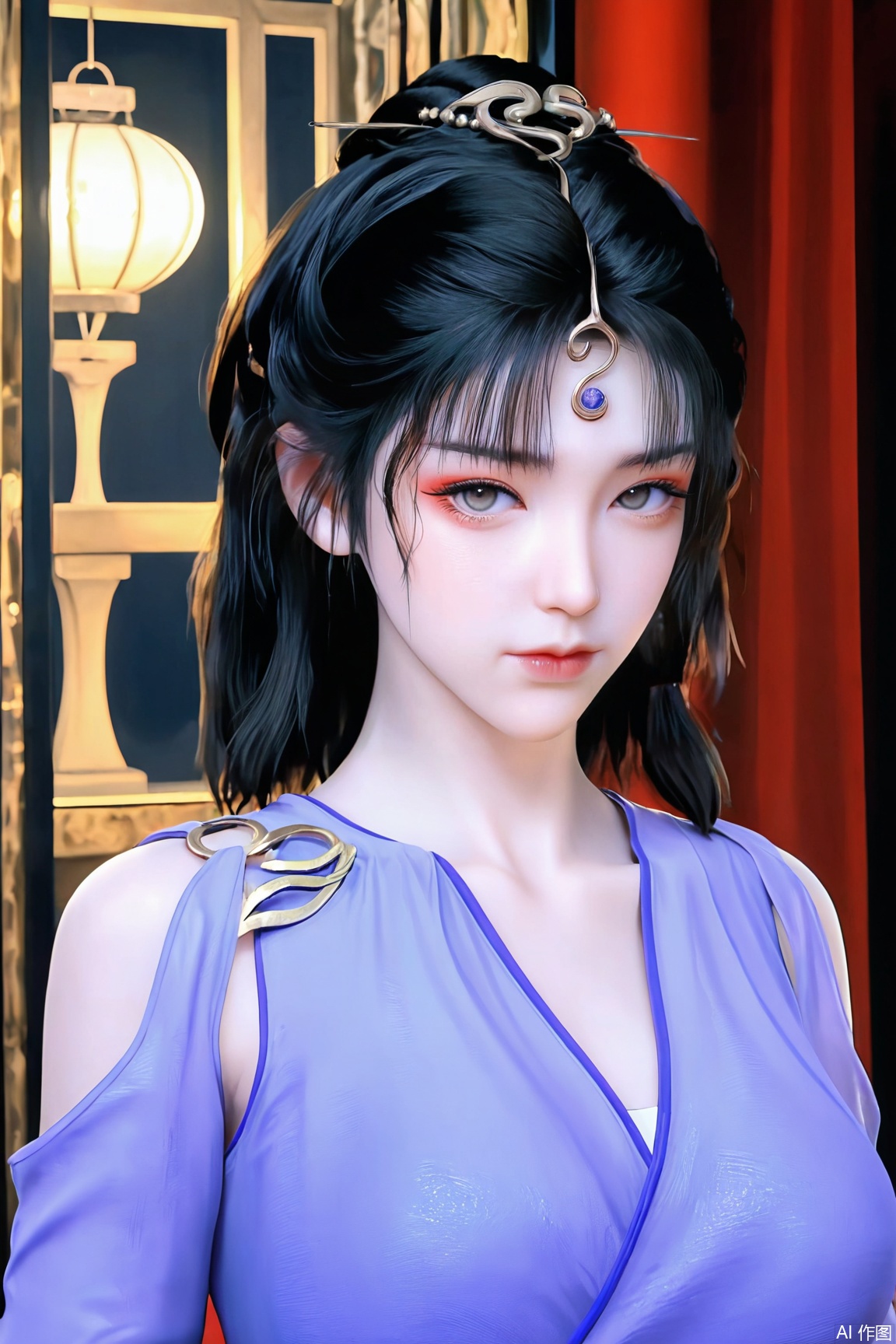 1girl, solo, long hair, looking at viewer, black_hair,hair ornament,  closed mouth,dress, upper body, realistic, 
masterpiece, best quality, absurdres, highres, amazing quality, very aesthetic,  newest, absurdres, highres, highly detailed, very aesthetic,