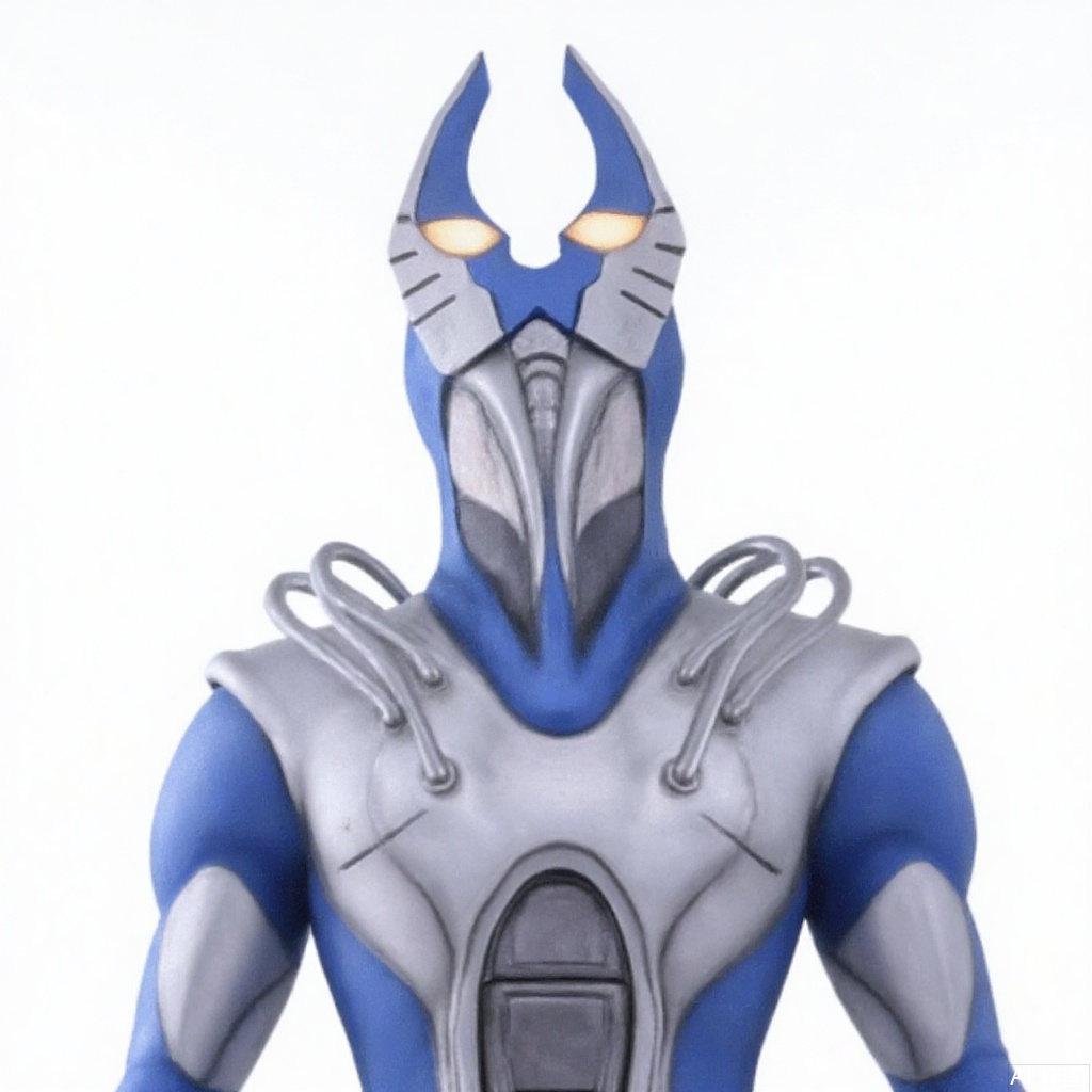 masterpiece, best quality,solo,(white background:1.2),simple background,
looking at viewer,boots,shoulder pads,breastplate,horned helmet,pauldrons,shoulder armor,armor,armor,helmet,blue footwear,blue tight-fitting,silver pattern on body,bodysuit,gem,plugsuit,mask,cover,logo,boots,gloves,blue legwear,blue gloves,blue bodysuit,leather suit,latex,tokusatsu,no humans,science fiction,hard mask,no smile,no eyes,no nose,rubber bodysuit with line,alien