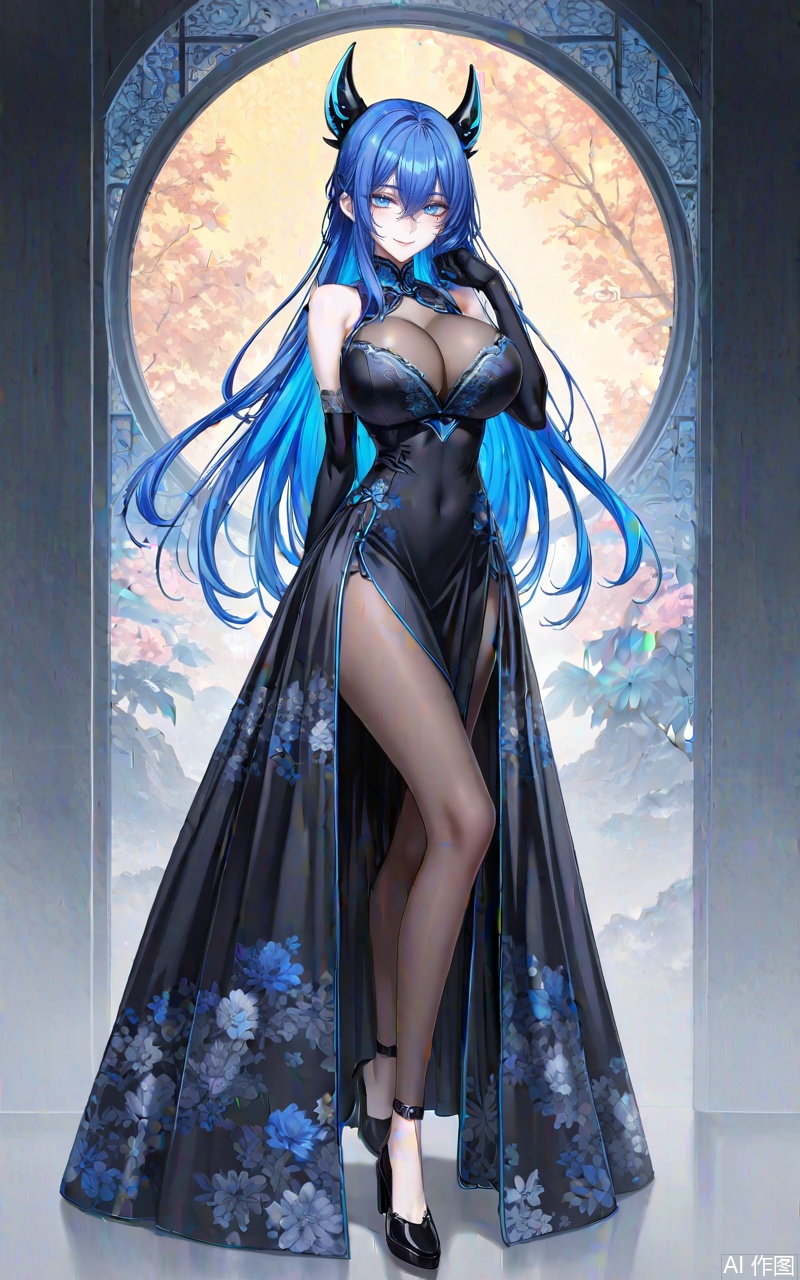 xuenv1girl,breasts,blue hair,long hair,solo,horns,cleavage,looking at viewer,blue eyes,very long hair,smile,large breasts,
1girl,breasts,solo,dress,gloves,large breasts,black dress,elbow gloves,full body,chinese clothes,black footwear,flower,bare shoulders,china dress,looking at viewer,official alternate costume,hair flower,high heels,standing,hair ornament,pelvic curtain,bodystocking,black gloves,cleavage,see-through,mole,lace-trimmed gloves,
close-up details,outstanding style,adding a touch of dimension to your images without compromising details,whirls of vapor,iridescent textures,(Anime:1.1),ethereal ambiance,delicate details,magical high-concept,32K UHD,sharp focus,best-quality,masterpiece,golden hour,unconventional supreme masterpiece,masterful details,temperate atmosphere,with a high-end texture,in the style of fashion photography,photography,cover,dynamic angle,dynamic posture,(artist:quasarcake:0.8),extreme aesthetic,(wlop:0.6),(honjou raita, lack, rella:0.5, wanke),masterpiece,best quality,good quality,very aesthetic,absurdres,visual impact,a shot with tension,ultra-high resolution,32K UHD,sharp focus,best-quality,masterpiece,emotionalization,unconventional supreme masterpiece,masterful details,temperate atmosphere,with a high-end texture,in the style of fashion photography,(visual impact:1.2),giving the poster a dynamic and visually striking appearance,impactful picture,official art,colorful,splash of color,movie perspective,masterpiece,best quality,amazing quality,very aesthetic,absurdres,best quality,newest,