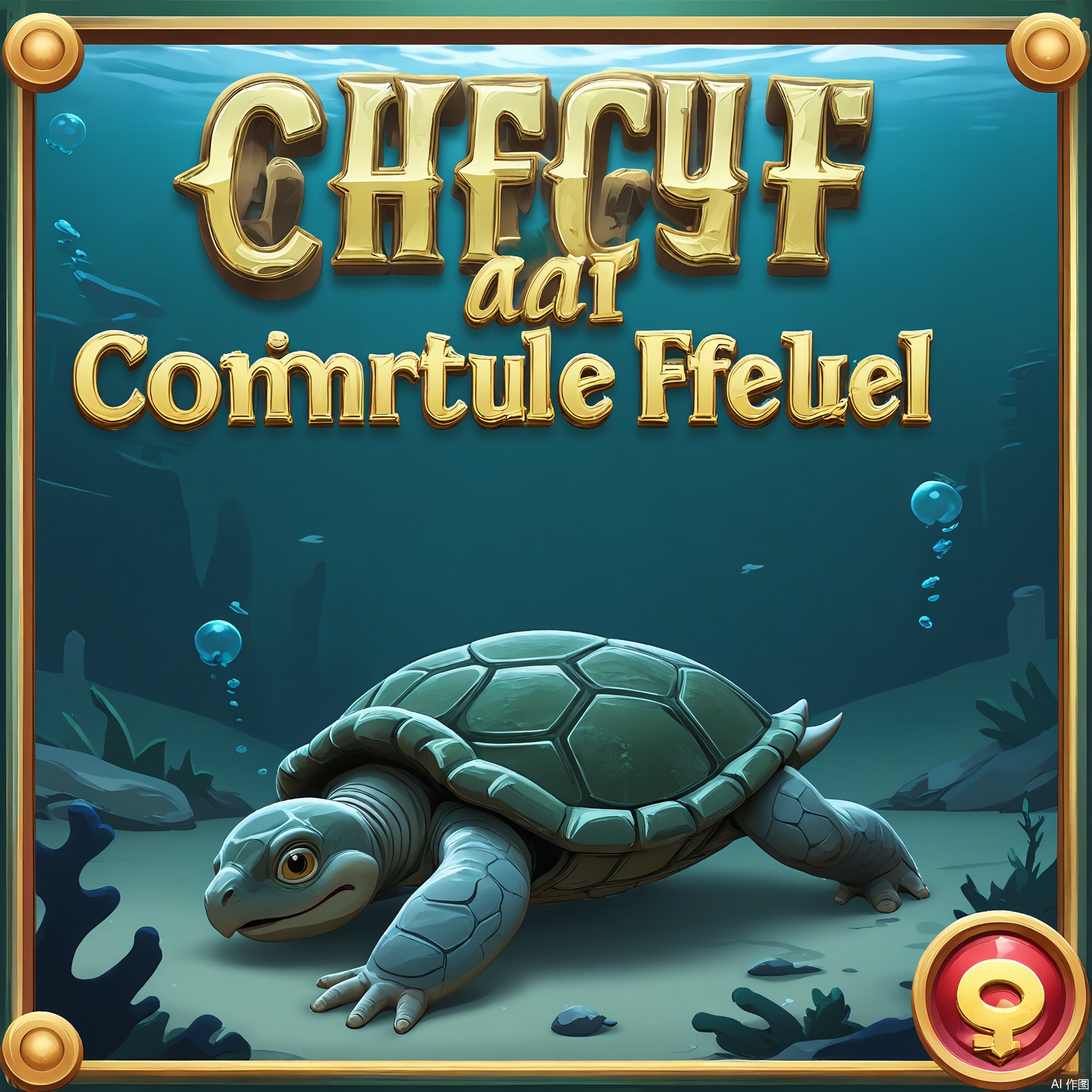 YXLG, Digital artwork showcasing the game logo "TURTLE TREASURES" in a calm, cartoonish font. The text is in a dark green with a 3D effect that makes it look like it's part of a turtle's shell. The background is a light blue and green ocean - like gradient with a turtle - shell - shaped gray border. Inside the shell are turtles with treasure chests on their backs, and in the center is a pearl. It has a playful and underwater - treasure feel.

