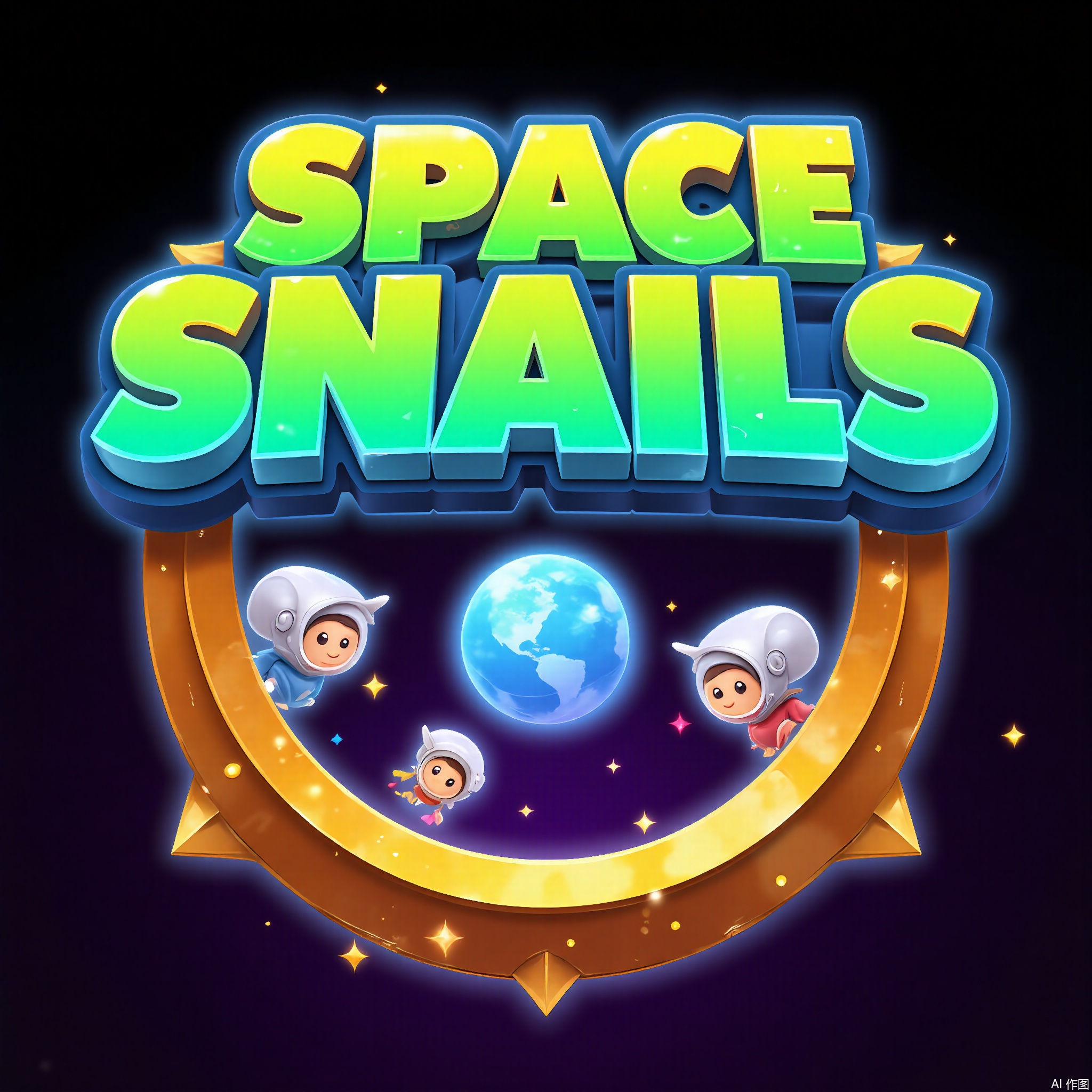 YXLG, Digital artwork highlighting the game logo "SPACE SNAILS" in a quirky, cartoonish font. The text is in a bright neon green with a 3D effect that makes it seem to zoom through space. The background is a black and purple star - filled gradient with a circular gold border. Inside the circle are snails with space helmets and rocket - powered shells, and in the center is a tiny planet. It has a fun and fantastical feel.








