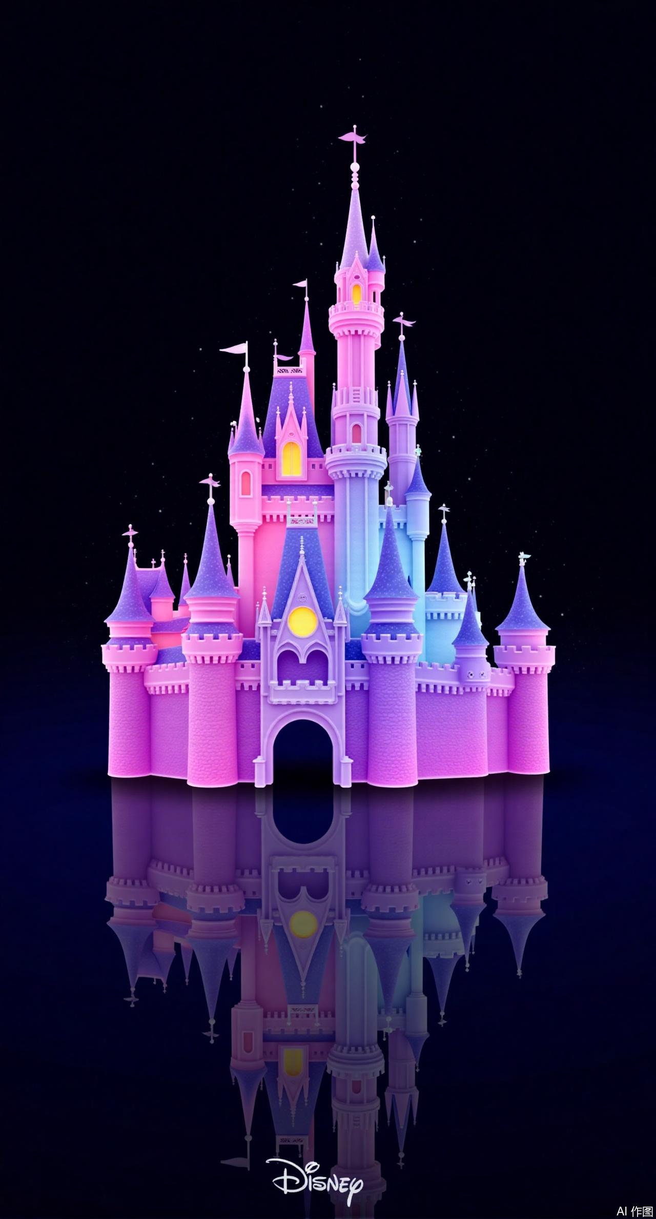 (masterpiece, best quality:1.2),The Disney castle logo in iOS 26 liquid glass style, with the transparent glass castle spires twinkling with pink-purple starlight. The castle walls flow with fairy-tale rainbow ripples, and the bottom reflects a dreamy liquid starry sky, full of childlike wonder and fantasy..Xqianqianmeinu,Xmoxionghanfu,Xleisiqipao,Xxeushengxiaofu,Xxiajixiaofu,Xzileisiqipao,XluxueqiXY2,Xyaoyuexianzi,XteYK,Xdongjixiaofu2,Xclaudmonetstyle,XLiquidGlassMaterial,Xclaudmonet