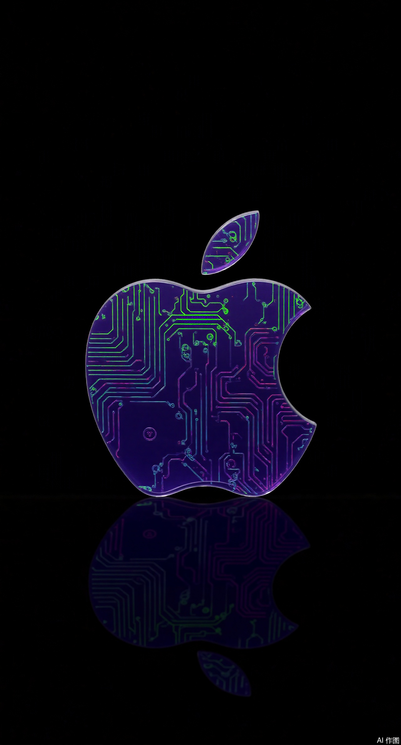 (masterpiece, best quality:1.2),The liquid glass Apple logo transforms into a cyber neon carrier, with a deep purple-black main body. Green data streams reminiscent of glitch art burst from the notch, while the surface is covered with circuit patterns. The edges refract pixelated light from 80s retro games, and the bottom reflection resembles a shattered hologram, intertwining futuristic technology with nostalgic elements.Xqianqianmeinu,Xmoxionghanfu,Xleisiqipao,Xxeushengxiaofu,Xxiajixiaofu,Xzileisiqipao,XluxueqiXY2,Xyaoyuexianzi,XteYK,Xdongjixiaofu2,Xclaudmonetstyle,XLiquidGlassMaterial,Xclaudmonet