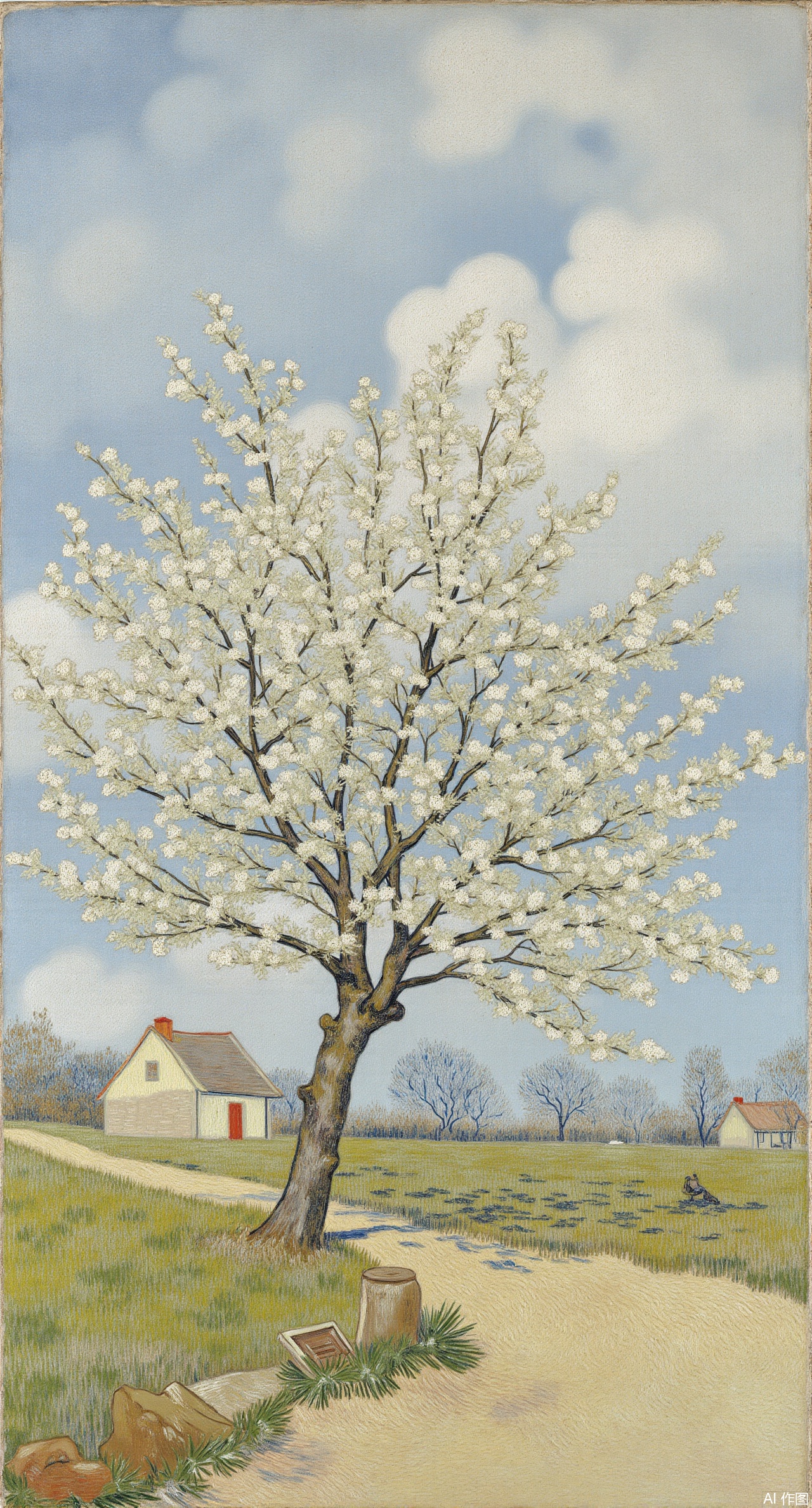 (masterpiece, best quality:1.2), flower, outdoors, sky, tree, no humans, window, bird, building, scenery, house,oil painting style,Xdongjixiaofu,Xlanbaixiaofu,XkjwjlzyY,XLiquidGlass,XiPhone17Pro,Xshuilian,XzhuxianbiyaoX,Xzhanguopao,Xvangoghstyle