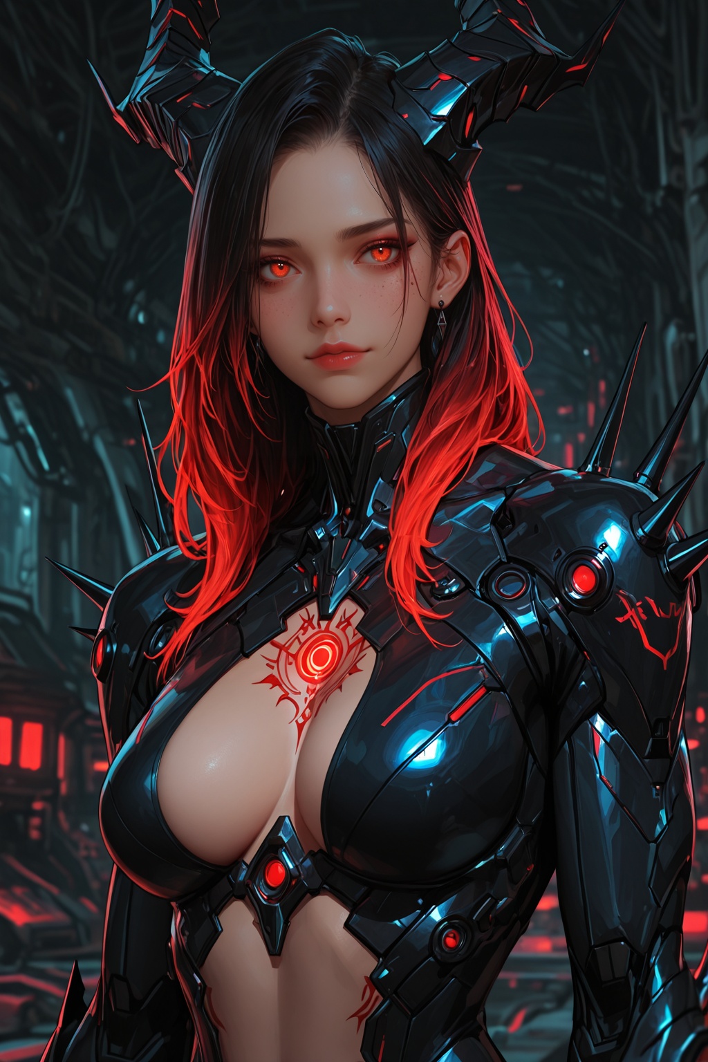 ............ ,  )),  Waist-up portrait of a biomechanical demoness on Tensor.Art