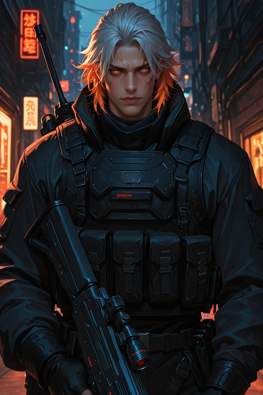 ............ ,  Cyberpunk mercenary man,  DONGHUA style on Tensor.Art