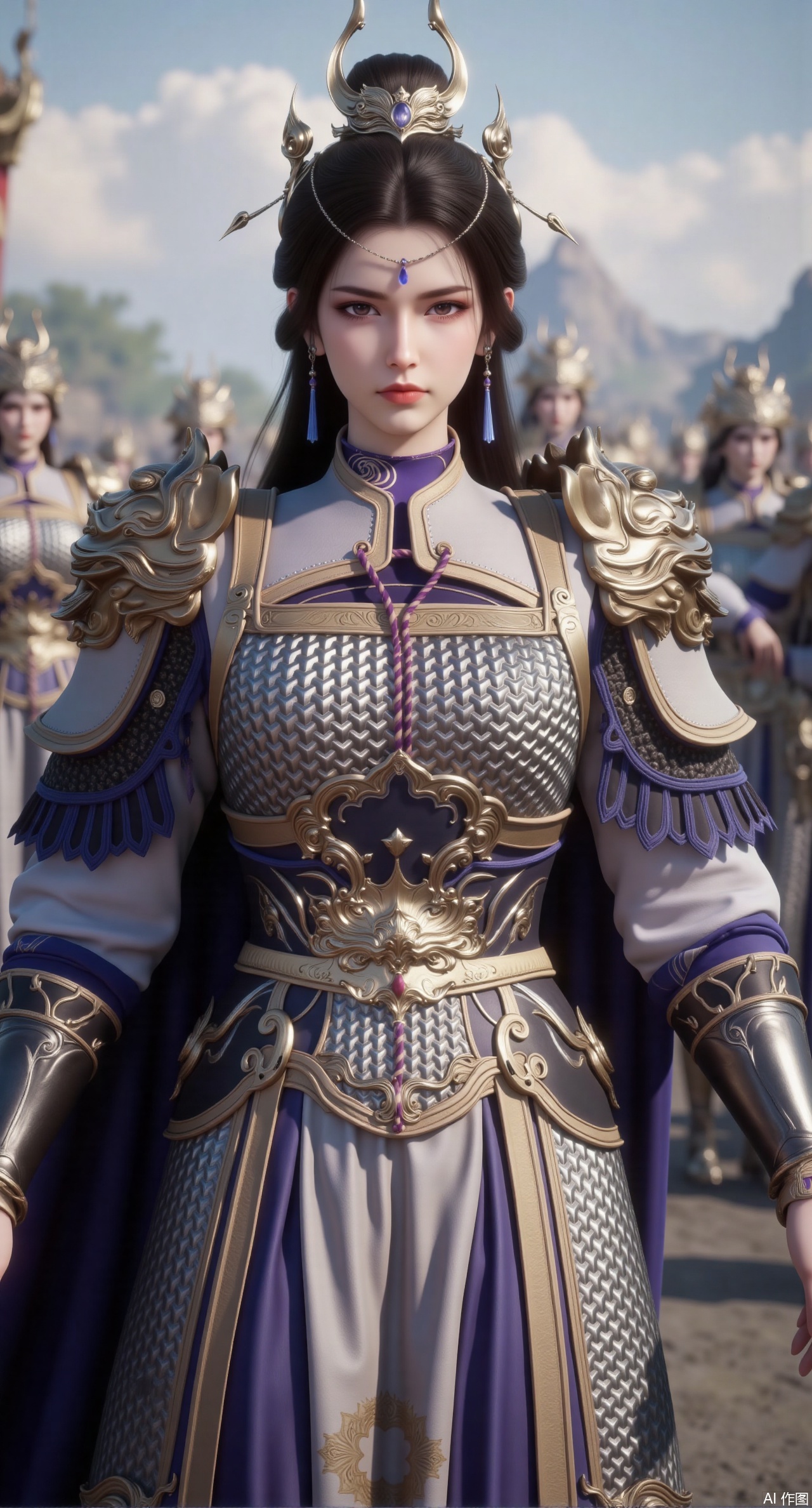 (masterpiece:1.2),best quality,(UE5.5,rendered with Unreal Engine 5,Unreal Engine 5,CG rendering:1.1),ancient female general, silver armor, fluttering cape, stern expression, battlefield background, front standing pose, 8k, ultra-realistic, clear metallic texture, refined facial structure, soft lighting, heroic aura(huge breasts:2.99),(full breasts:2.99),,Xqianqianmeinu,Xmoxionghanfu,Xleisiqipao,Xxeushengxiaofu,Xxiajixiaofu,Xzileisiqipao,XluxueqiXY2,Xyaoyuexianzi,Xyuyuanchuyu2,Xfenhanfududou