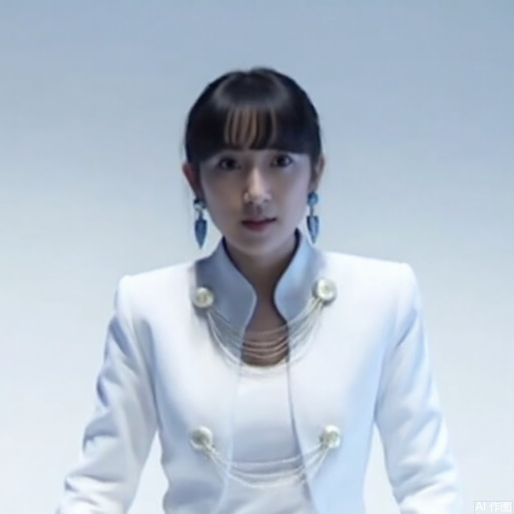 masterpiece, best quality,solo,((white background:1.2)),simple background,
looking at viewer,1girl,female focus,black hair,realistic,collarbone,ornament,high heels,jacket,dress,blue dress,kneehighs,earrings,chain-link,jewelry,blue jacket,blue coat,uniform,white footwear,necklace,boots,skirt,white gloves