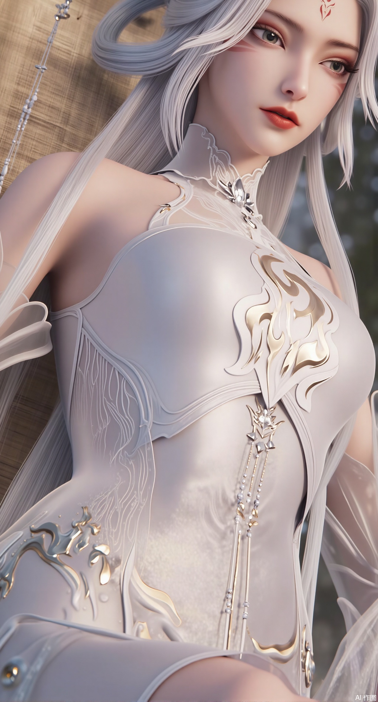 (masterpiece:1.2),best quality,(UE5.5,rendered with Unreal Engine 5,Unreal Engine 5,CG rendering:1.1),A serene maiden dons a light purple bellyband embroidered with bamboo leaves and dewdrops, paired with a mint-green ruqun. Sitting on a bamboo rocking chair, with bamboo curtains swaying gently in the breeze behind her. Cozy atmosphere creation, soft natural light representation, realistic texture of bamboo weaving, glaze luster of porcelain, delicate skin glow, 8K resolution, soft color saturation, Chinese-style ink wash illustration style, fine hair rendering.(huge breasts:2.99),(full breasts:2.99),,Xzisehanfu,XluxueqiXY,Xyaoyue,Xyuyuanchuyu,Xsexhanfududou,XzhuxianxiaobaiX