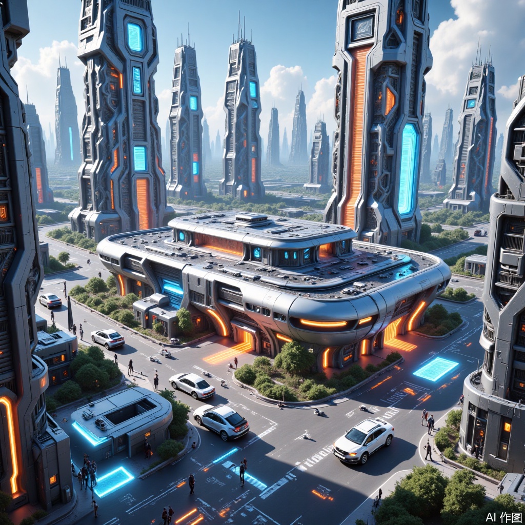 ,Small scene illustrations,Future Technology City