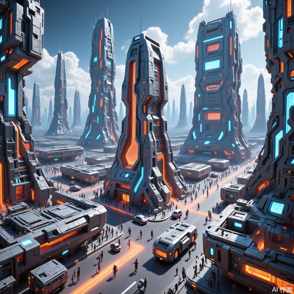 ,Small scene illustrations,Future Technology City