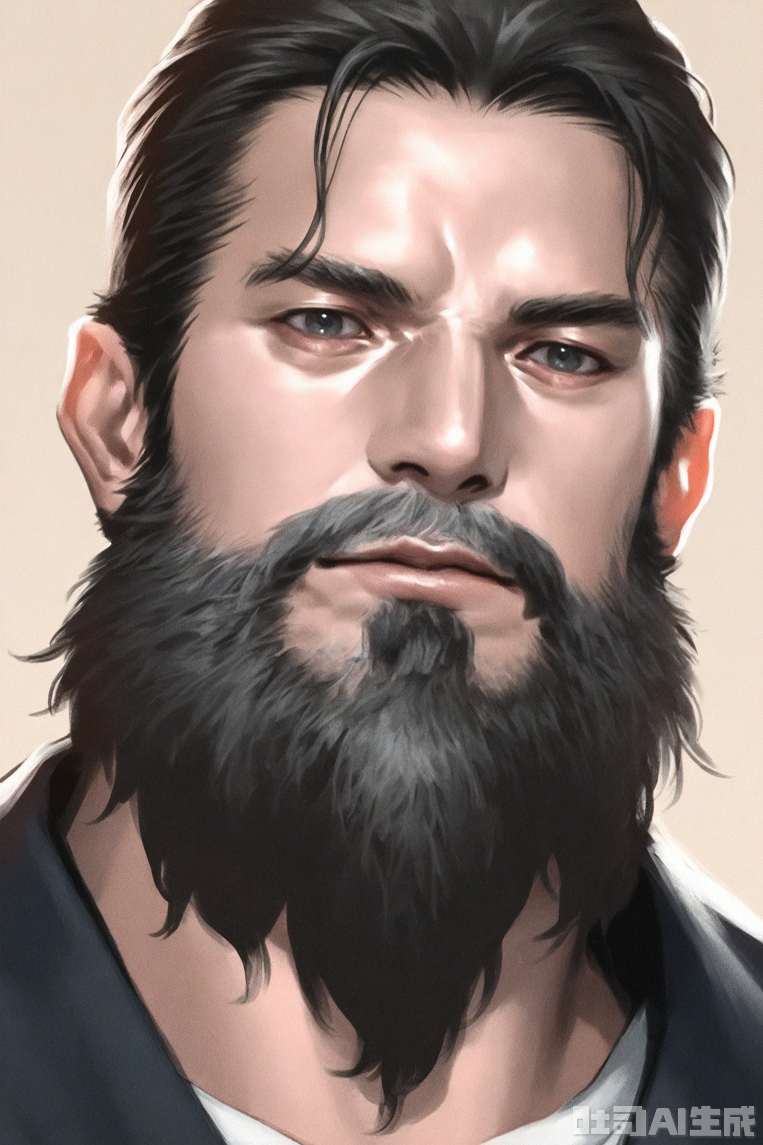 Masterpiece, best quality, newest, year 2024, year 2023, very aesthetic, extreme aesthetic, visual impact ,art_SGXX,a man, male focus, beard, realistic portrait, man,   simple background,