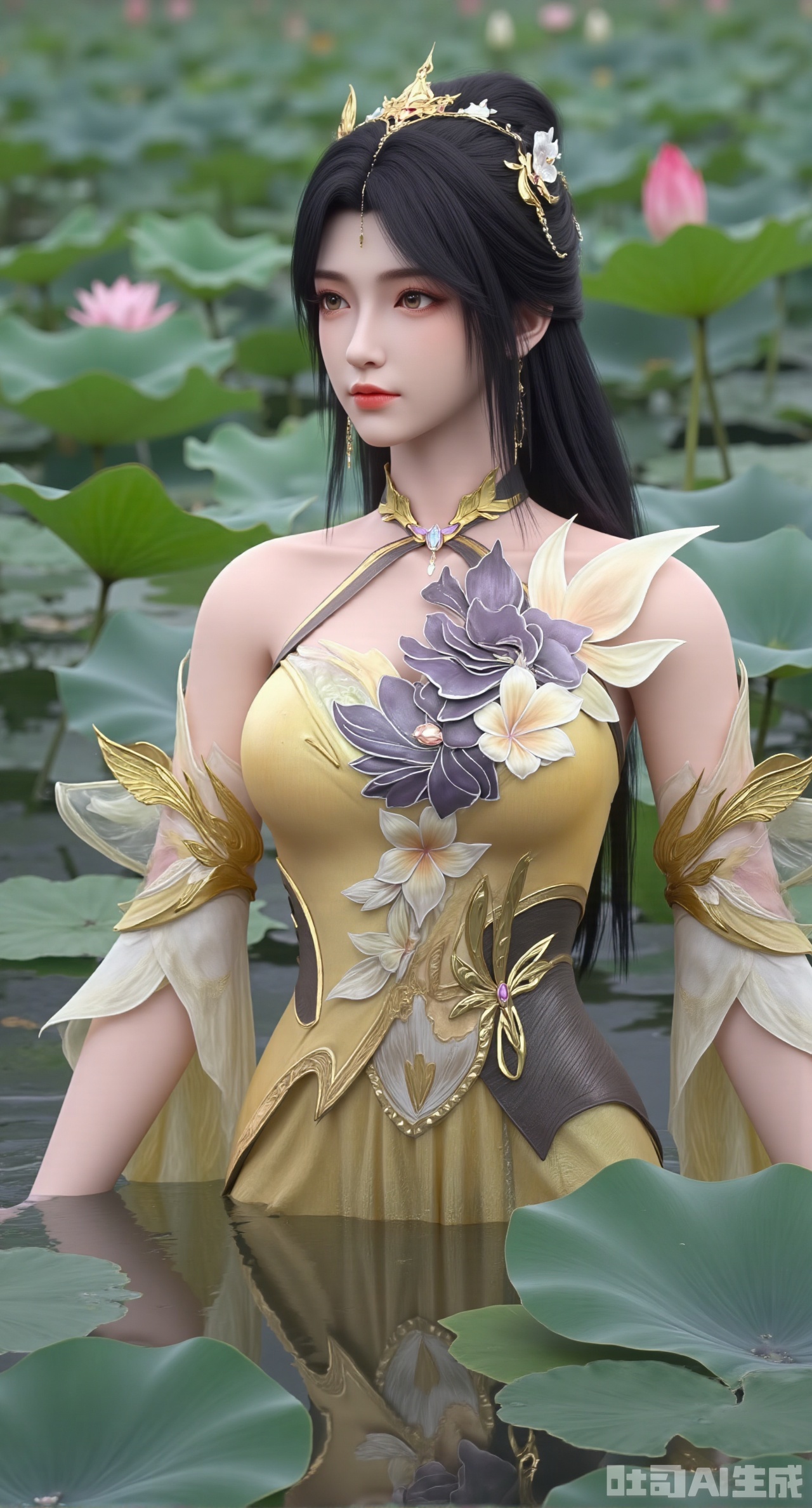 (masterpiece:1.2),best quality,1girl,Blurred background, the background is a lotus pond full of lotus and water lilies,(huge breasts:2.99),(full breasts:2.99),Xdongjixiaofu,Xlanbaixiaofu,XkjwjlzyY,XLiquidGlass,XiPhone17Pro,Xshuilian,XzhuxianbiyaoX,XnaiqiXY,Xzihanfu,Xzhiguangxishiyouxihuafei,Xqiyaoruqunhanfu,Xwangxixianzi,Xsanshang