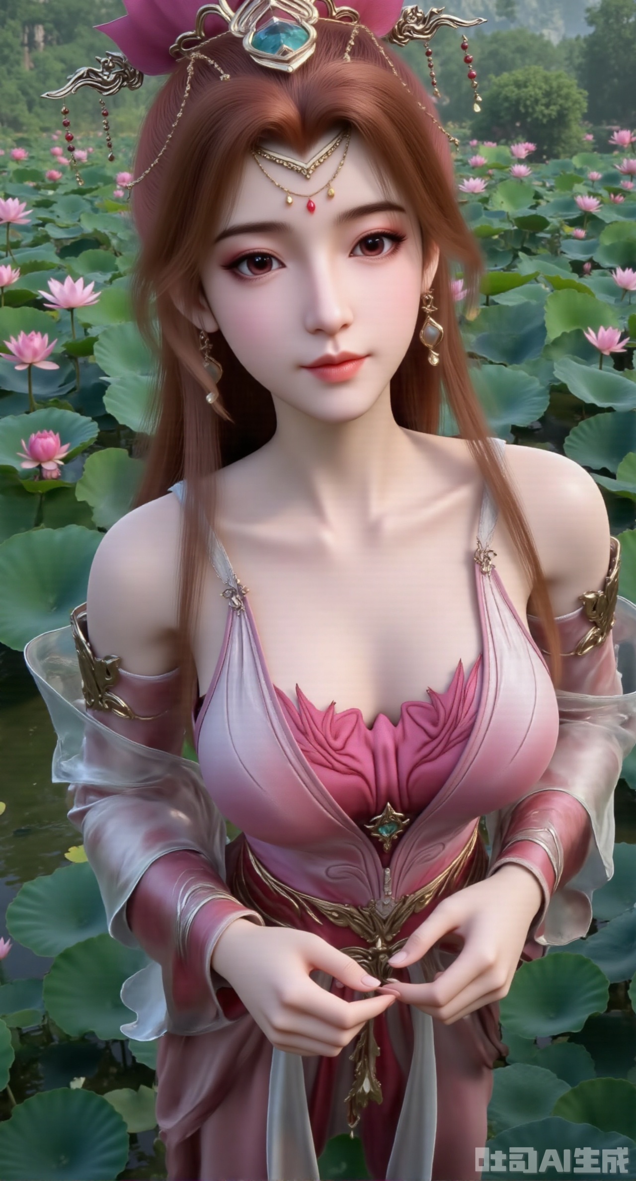 (masterpiece:1.2),best quality,1girl,Xqilinxianzi,Blurred background, the background is a lotus pond full of lotus and water lilies(huge breasts:2.99), (full breasts:2.99),,Xgechuanguangchongstyle,Xyuanxionggirl,Xyunxiao,XyunxiaoYK,Xdixionglianyiqun,Xmiaozufushi,Xqilinxianzi,XTifaLockhart,Xjinshenjianshenfu