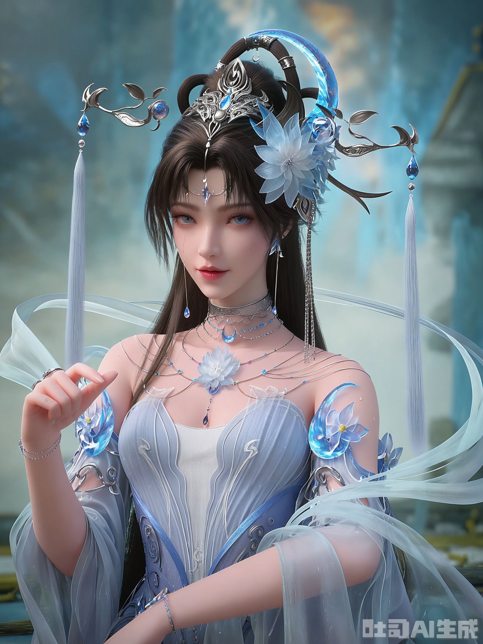 score_9,score_8_up,score_7_up,realistic,photorealistic,1girl,looking_at_viewer,realistic,1girl,Vivid Colors,bright environment,delicate water,hair_ornament,shiny skin,shiny hair,reflection,dress,flower sea,falling petals,extreme detail description,(upper body:0.3),put one hand on your side,long_hair,(skindentation:1.3),Fishnet stockings,bright,sunshine on face,light,sweating,dress,light,sitting_down,