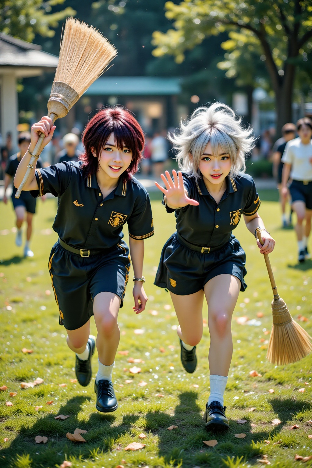 Superior Quality. Inspiration: School Campus,  Sunny Day,  High School Students. Close-up: Two students are chasing and pl...