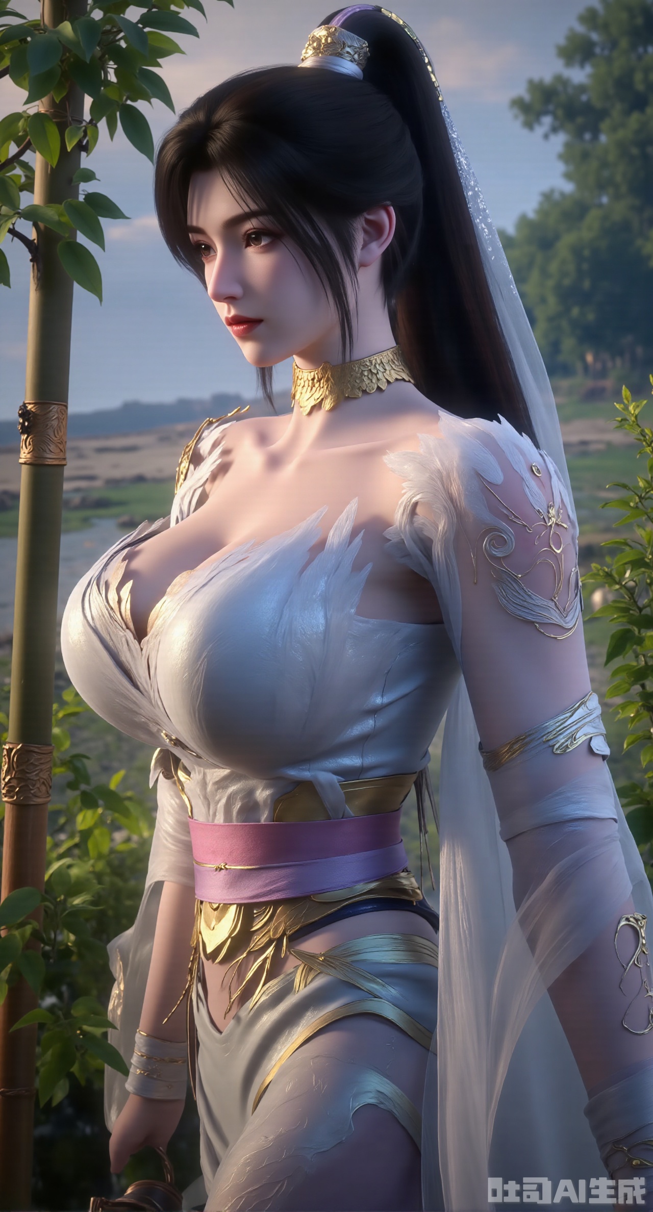  (masterpiece, best quality:1.2),a young chinese girl in traditional attire stands amidst lush greenery touching a bamboo shoot with a delicate blue and silver hair accessory.,(huge breasts:2.99), (full breasts:2.99),gechuanguangchongstyle,Xyuanxionggirl,Xyunxiao,XyunxiaoYK,Xdixionglianyiqun,Xmiaozufushi,Xqilinxianzi,XTifaLockhart,Xjinshenjianshenfu,Xbigbreasts,Xrixirenxiangsheying,XzhaoxiangerX,Xnanxiaochen2,Xtangyu,XzhaoxiangerH