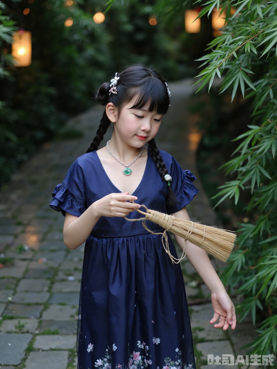 **People**: Chinese beauty wore a low-cut evening dress with ink silk (deep V-neck, ink bamboo with ink hem), her hair was tied into a loose bun (inlaid with a green jade hairpin), a silver ink necklace between her neck, and a ball fan
**Scene**: Suzhou Garden Moonlight Night Corridor, background is rockery pond and lantern reflection, light is garden night light (with Polaroid 4000K soft light cast)
**Polaroid Features**: The picture is soft and the color is color-shifted, the particles are like rice paper texture, the ink bamboo is hazy at the evening ceremony because of the Polaroid soft and intensive, and the dark part is covered with the garden night gray
**Tip words**: Chinese beauties, ink and silk deep V evening gifts, Suzhou garden corridor, pine bun + green jade hairpin, moonlit garden Polaroid (4000K soft light + rice paper particles + ink bamboo soft focus), creating "oriental sexiness in the long ink and water scroll"
