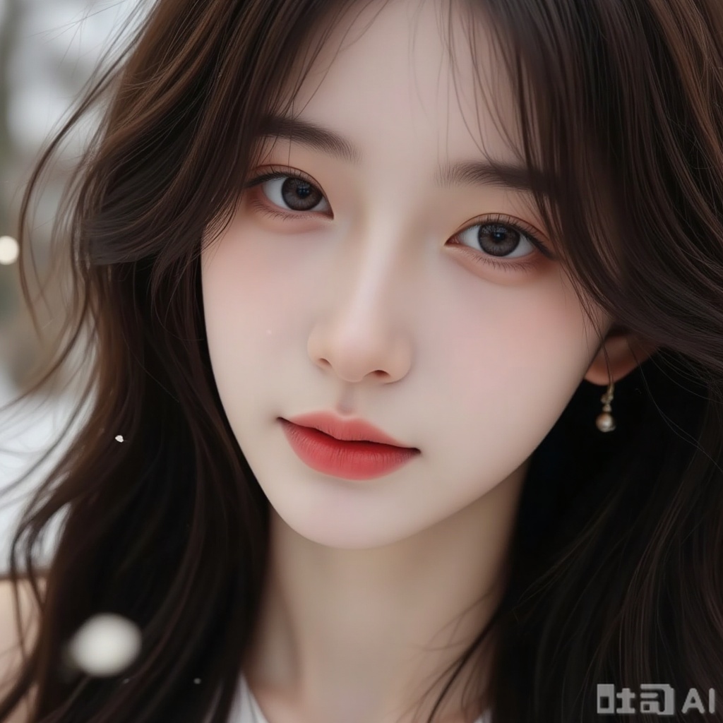 a close-up headshot of a young woman,long hair,luoxue