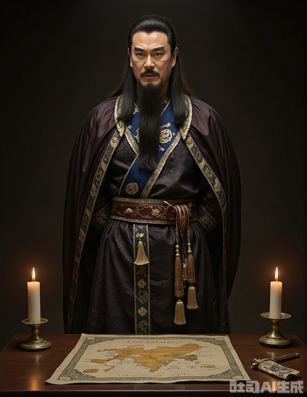 xiongba,man,The candle shadow in the secret room swayed, Xiongba was wearing a dark brocade robe, and the corners of the cloak were inlaid with silver threads, and a cold light flowed in the dark light. The sword hanging quietly on his waist, he paced with his hands behind his back, looking at the map of the Jianghu forces spread out on the table, his brows were slightly locked, but he couldn't hide the momentum of controlling everything in his eyes, as if the rise and fall of the martial arts world in the world were all in his mind.