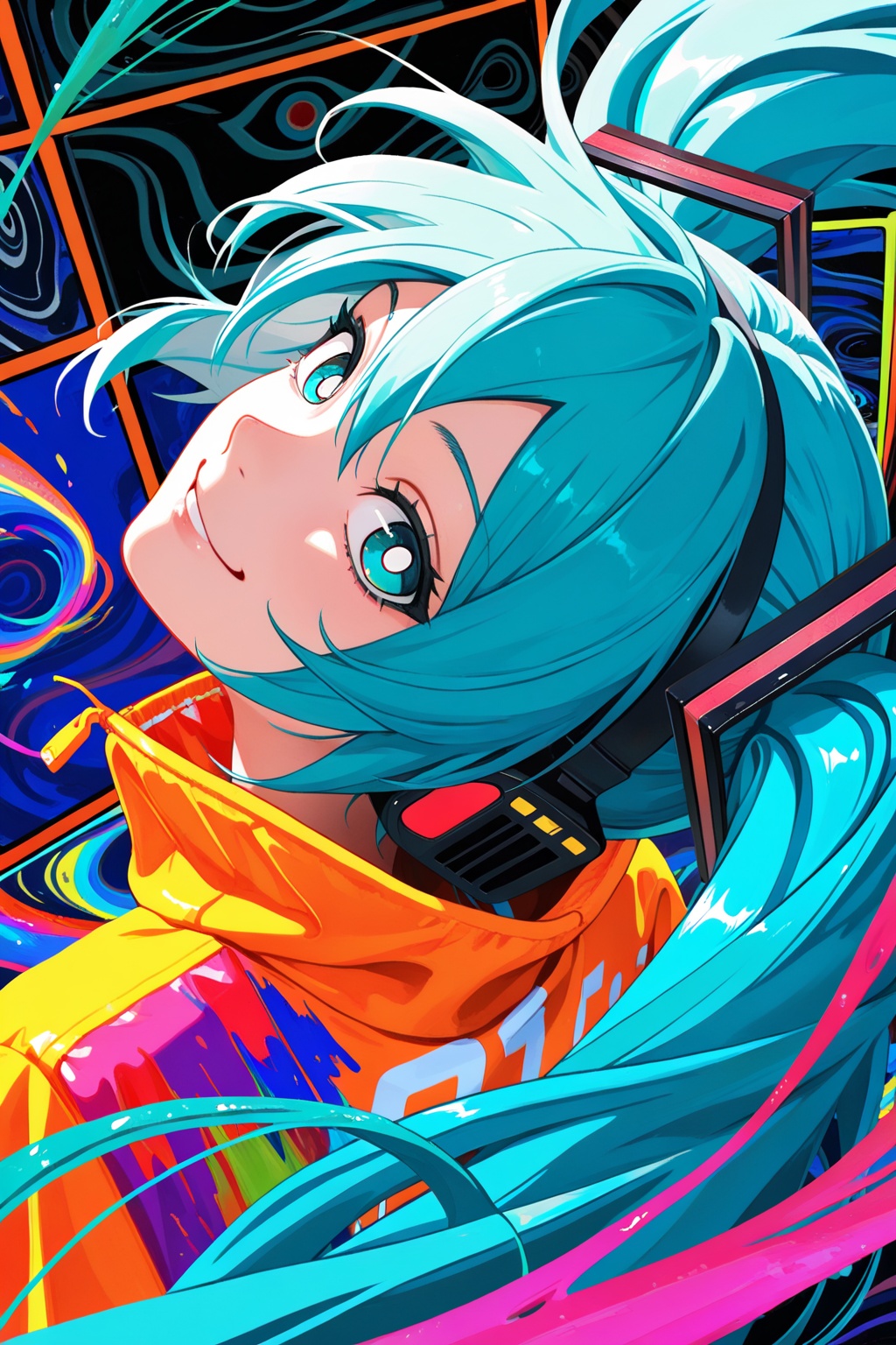 1girl,  hatsune miku,  white pupils on Tensor.Art
