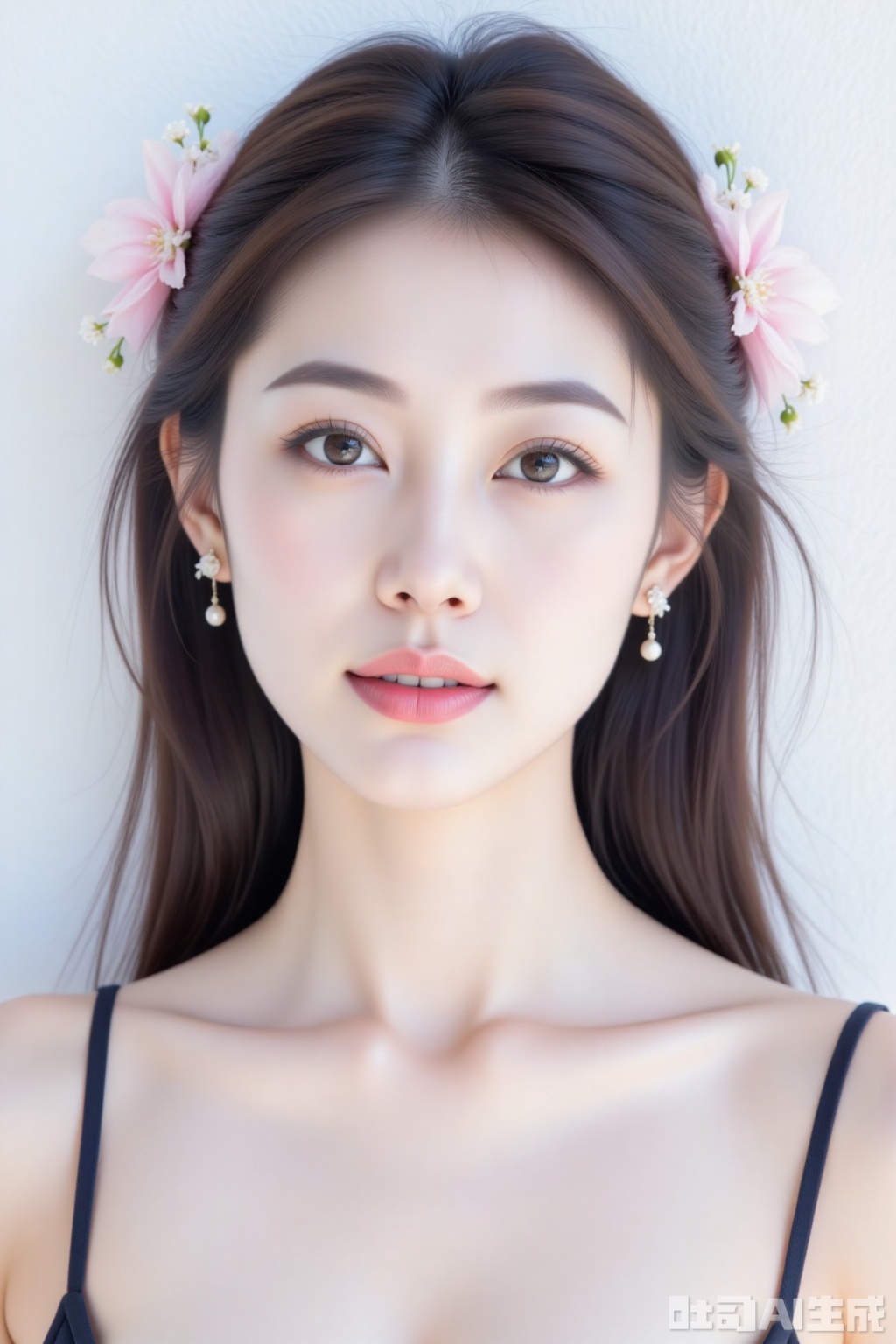 This 8K ultra-clear AI painting is based on a portrait of a beautiful woman in an ultra-realistic style. In the picture, the beautiful woman's skin is tender and fair, and the delicate skin seems to be able to squeeze out the water. Every pore and texture are clearly visible. Her facial features are exquisite and three-dimensional, like carefully carved works of art, showing agility and intelligence between her eyebrows and eyes. The background is simple and pure color to highlight the main position of the characters. The overall picture style is formal and professional, as if it were a high-precision photo, but it also contains artistic beauty and agility. The use of light and shadow is just right, which adds layers and depth to the picture, making every detail vivid and amazing under the ultra-clear picture quality.